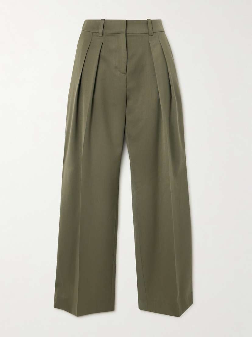 The Frankie Shop Daytona Pleated Grain De Poudre Wide-leg Pants