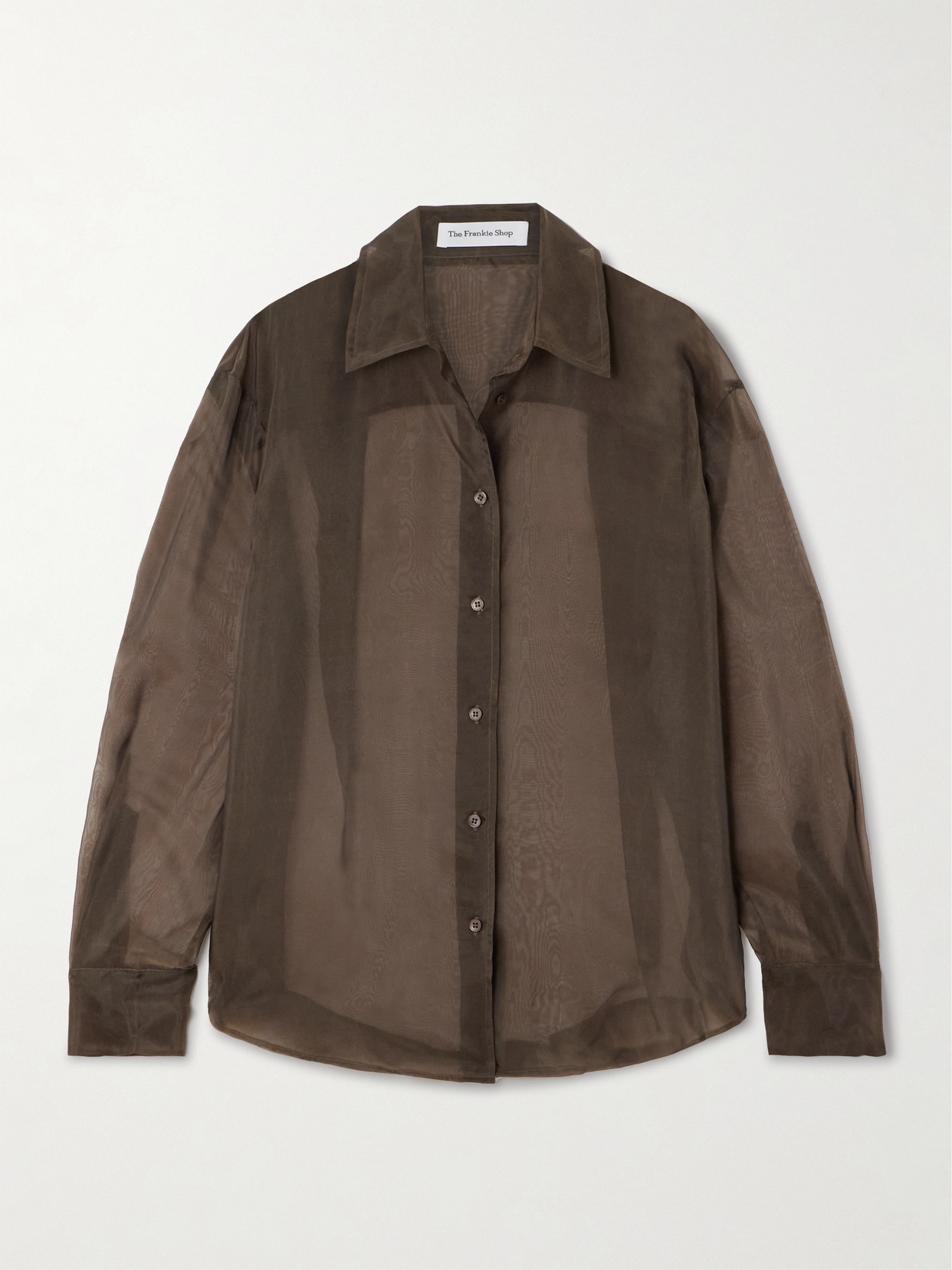The Frankie Shop Peri Silk-blend Organza Shirt In Brown