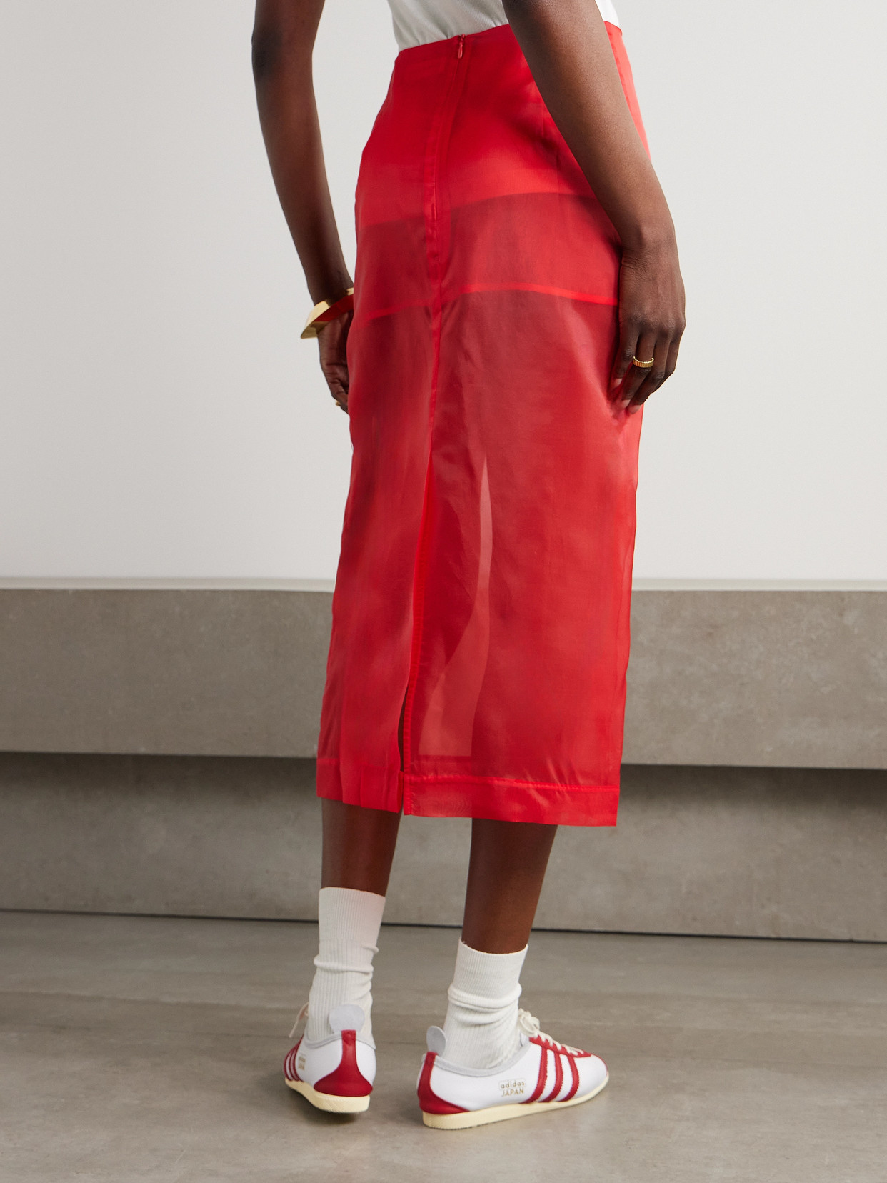 THE FRANKIE SHOP PERI SILK-BLEND ORGANZA MIDI SKIRT