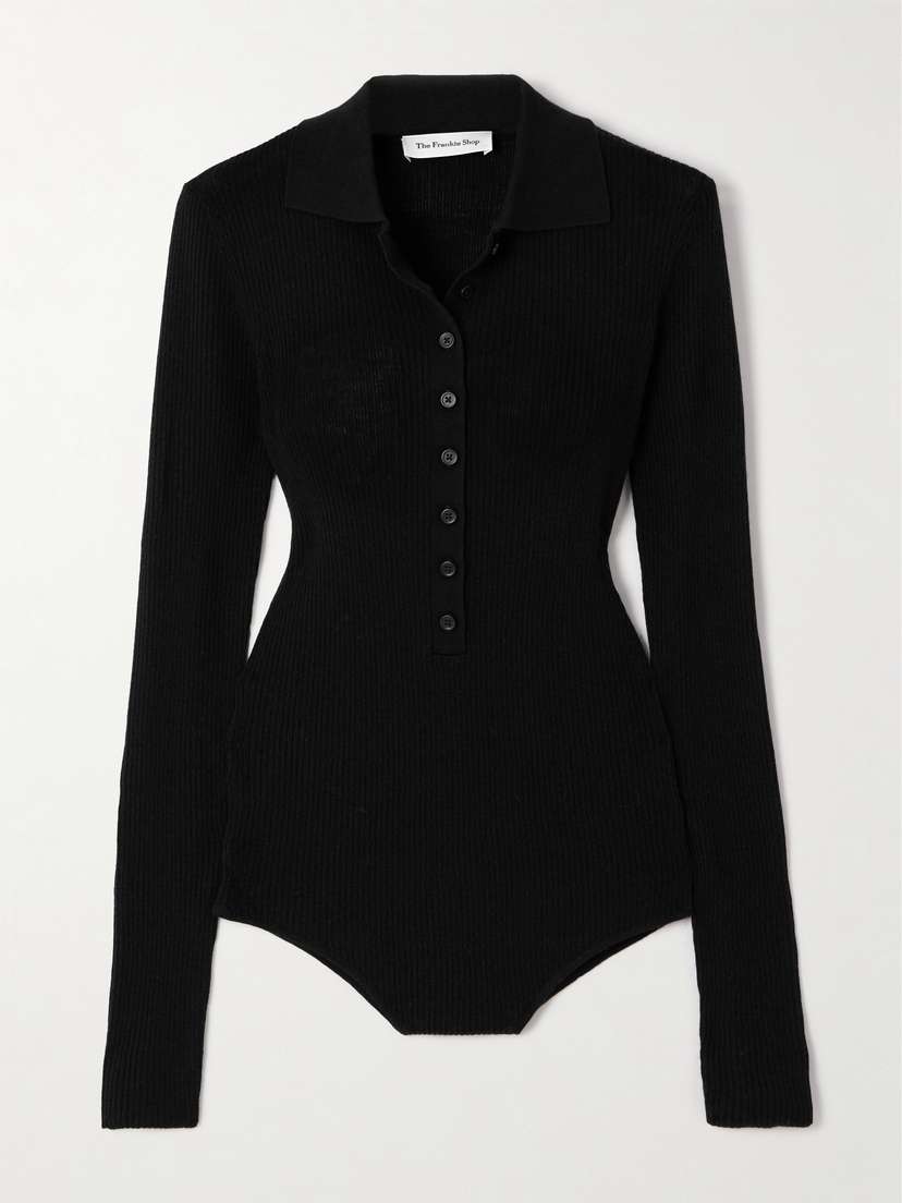 The Frankie Shop Solana Ribbed Wool, Silk And Cashmere-blend Bodysuit