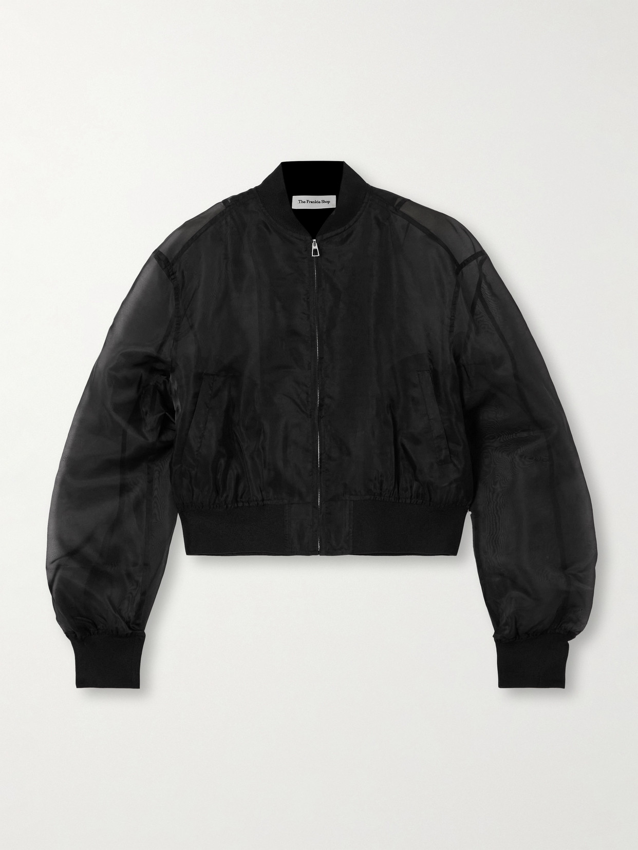 The Frankie Shop Micky Silk-blend Organza Bomber Jacket In Black