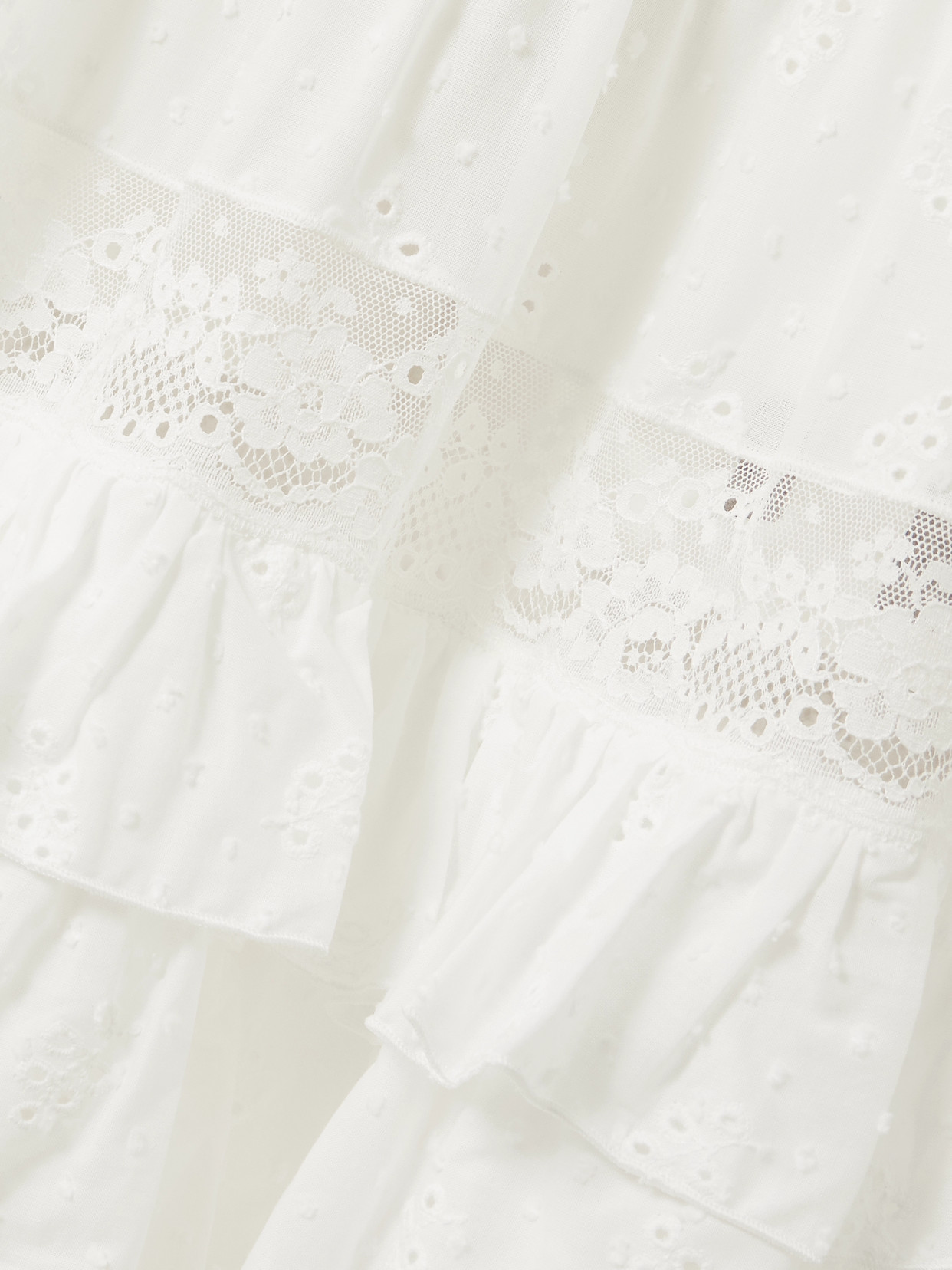 Loretta Caponi Tina Tiered Ruffled Lace-trimmed Broderie Anglaise Cotton Maxi Skirt