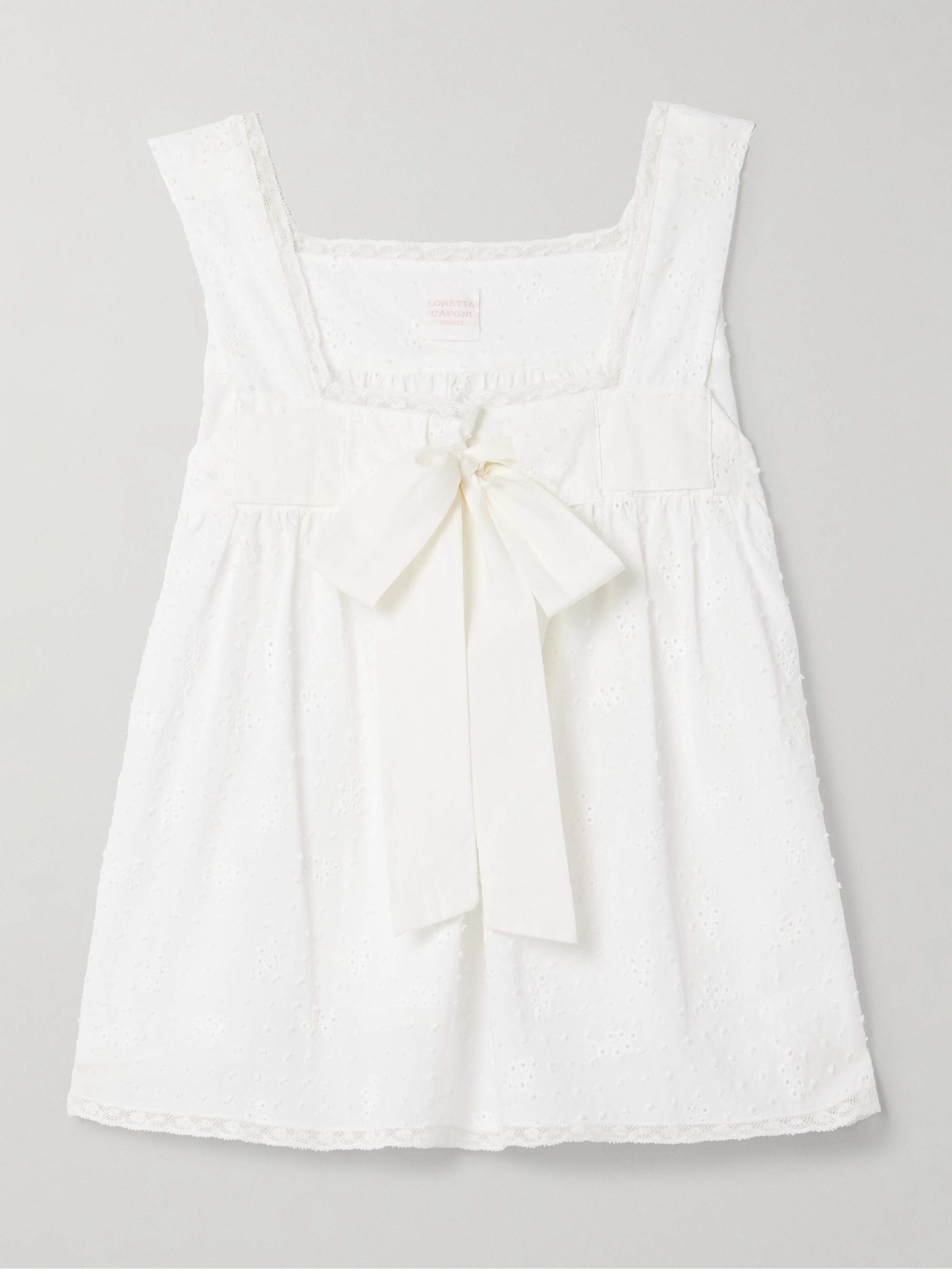 Loretta Caponi Suvereto lace-trimmed Swiss-dot and broderie anglaise cotton-voile tank