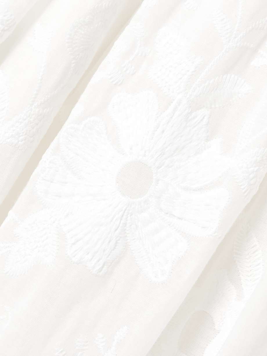 desideria strapless guipure lace-trimmed embroidered cotton-voile midi dress