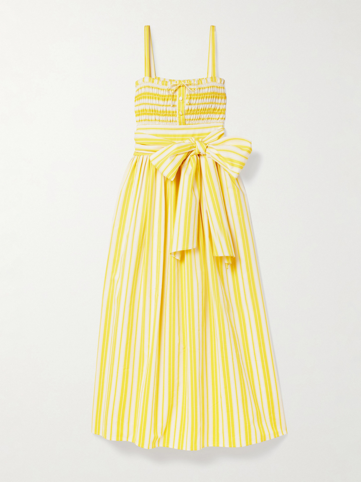 Loretta Caponi Anghiari Belted Striped Cotton-blend Poplin Midi Dress