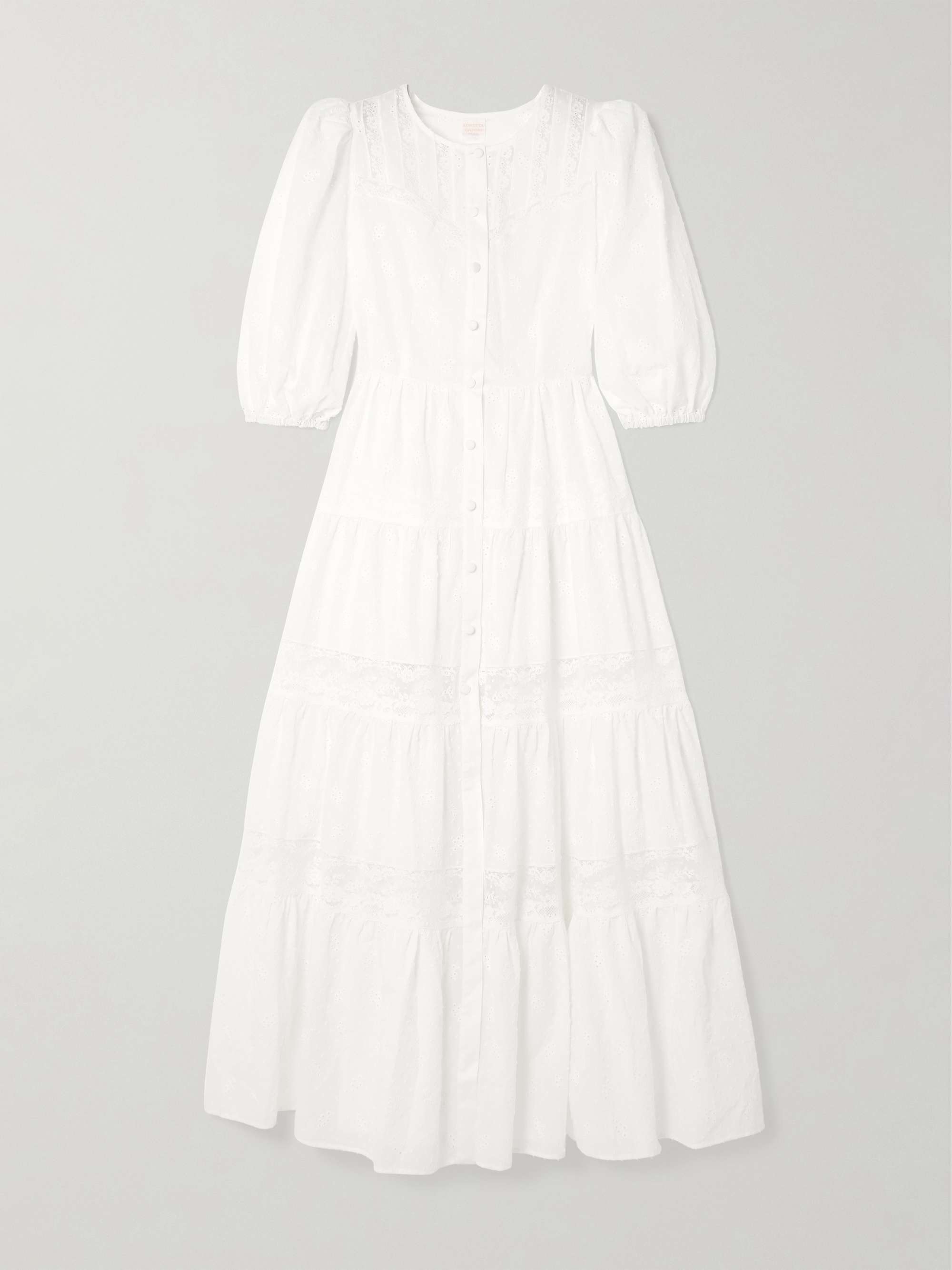 LORETTA CAPONI Poppi lace-trimmed tiered broderie anglaise LORETTA CAPONI Poppi lace-trimmed tiered broderie anglaise