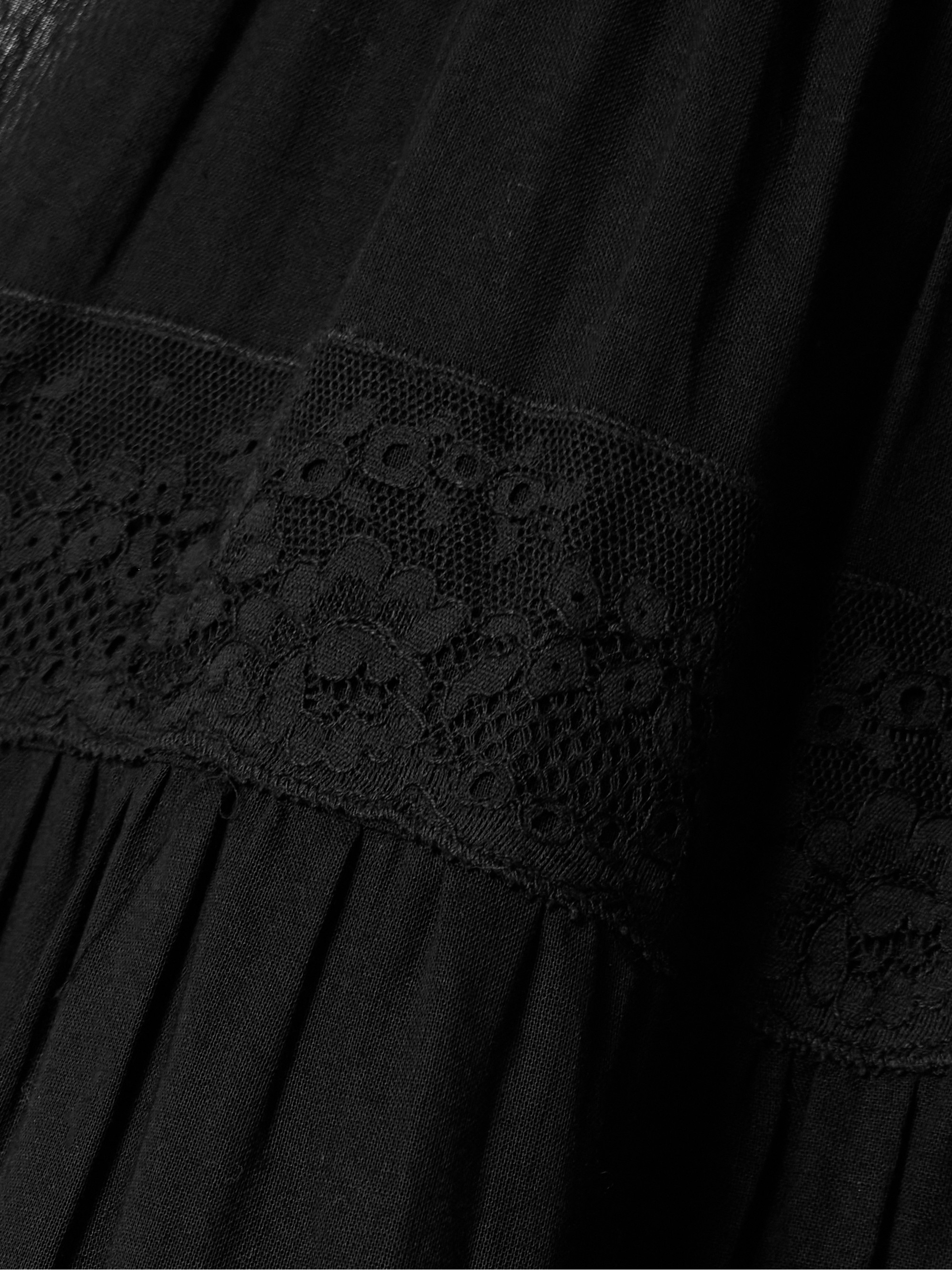 Loretta Caponi Tina tiered ruffled lace-trimmed cotton-voile maxi skirt thumbnail