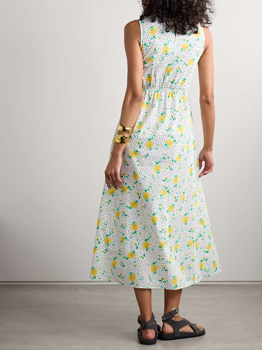 gioia smocked printed cotton-voile midi dress