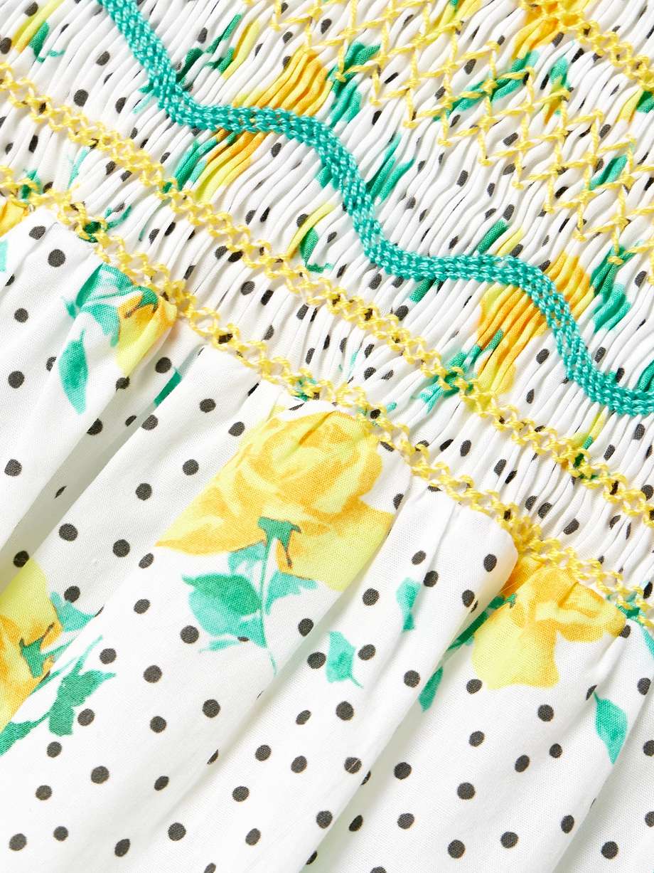 gioia smocked printed cotton-voile midi dress