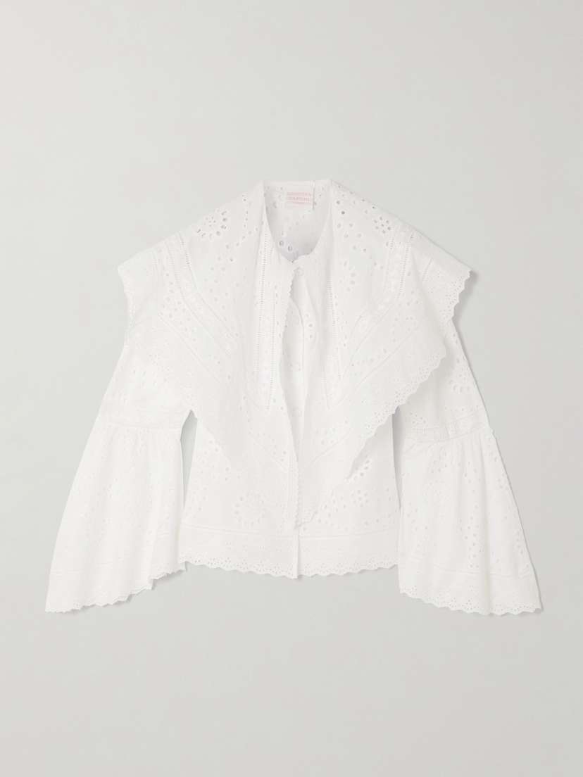 Loretta Caponi Azzurra Broderie Anglaise Cotton-poplin Blouse