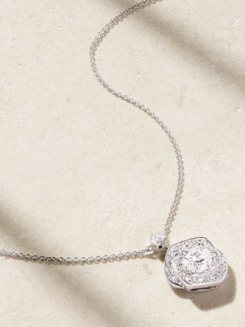 David Morris Frozen Kiss 18-karat White Gold Diamond Necklace