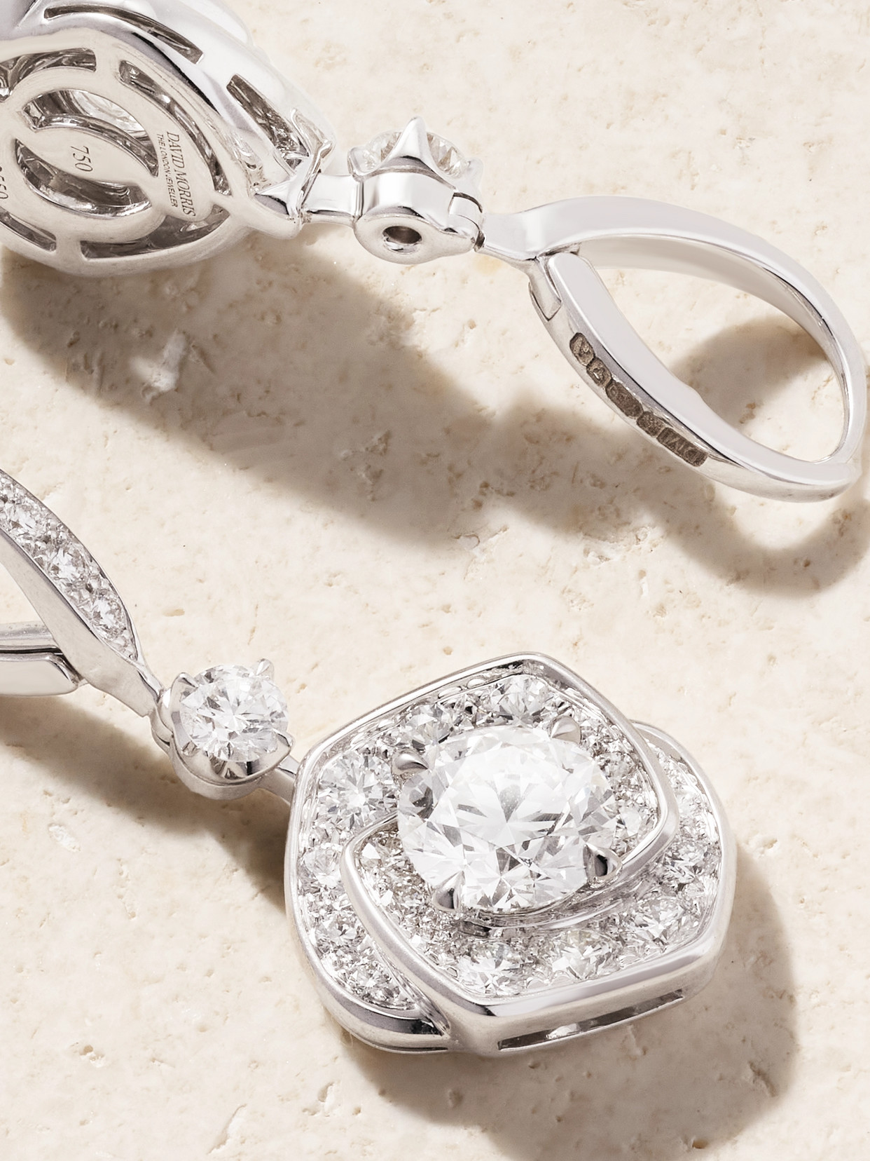 David Morris Frozen Kiss Drop 18-karat White Gold Diamond Earrings