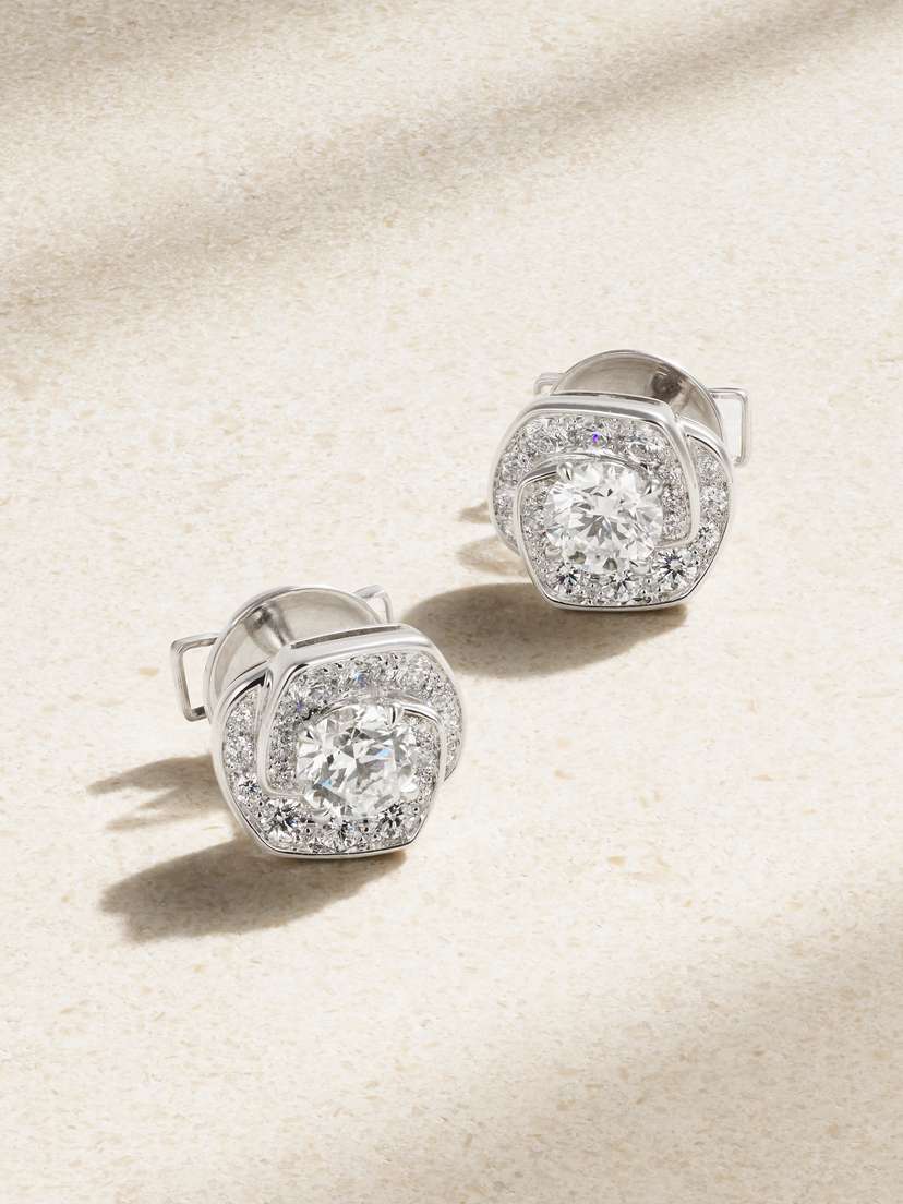 David Morris Frozen Kiss 18-karat White Gold Diamond Earrings