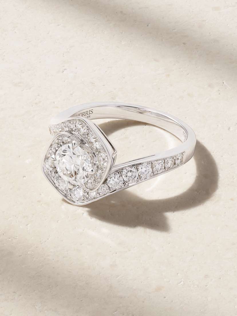 David Morris Frozen Kiss 18-karat White Gold Diamond Ring