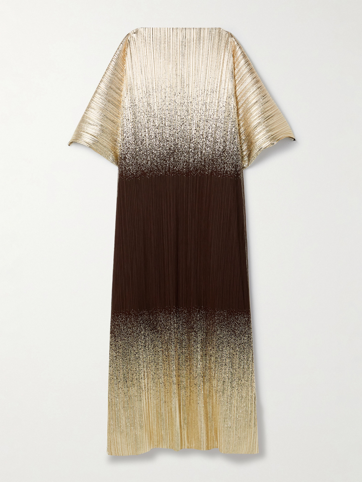 Dima Ayad Cocoon Metallic Plissé-tulle Gown In Brown