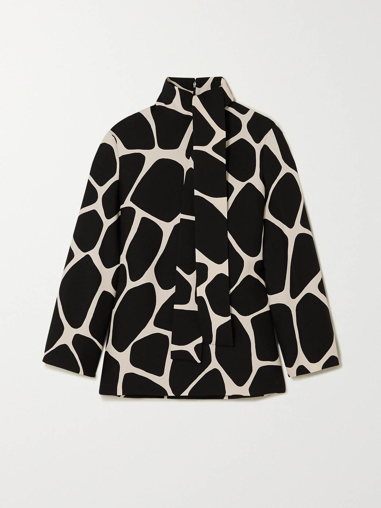 Valentino Garavani Printed Wool And Silk-blend Crepe Top - Black