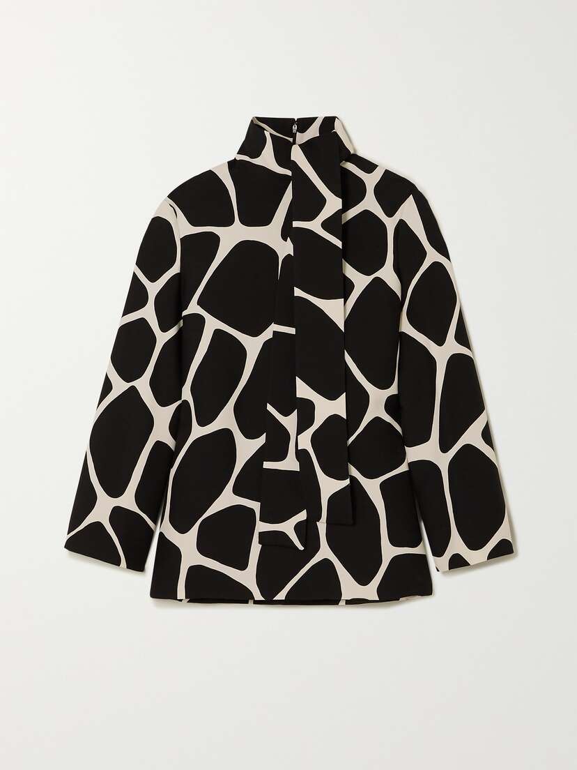 Valentino Garavani Printed Wool And Silk-blend Crepe Top