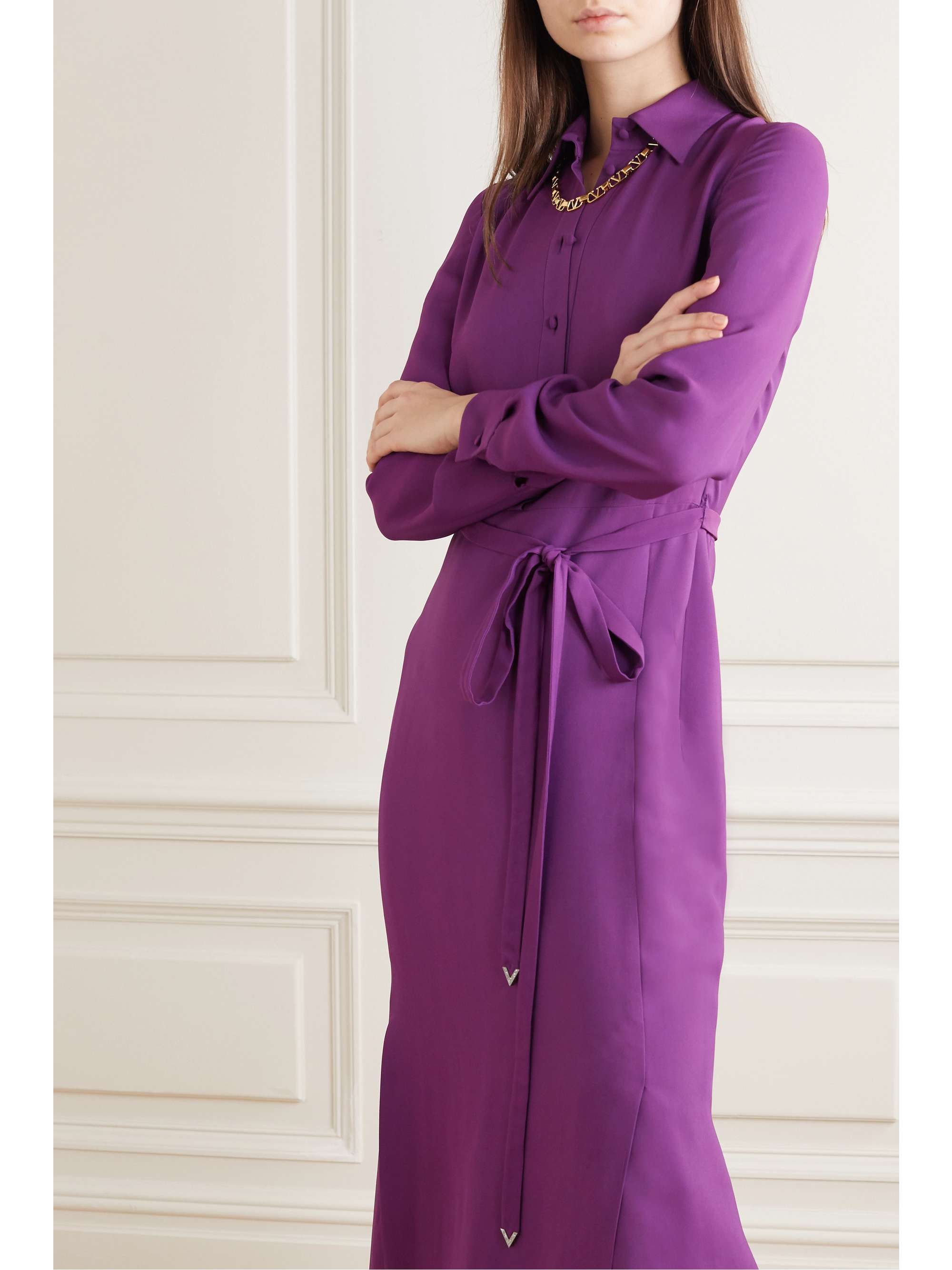 purple crepe dress