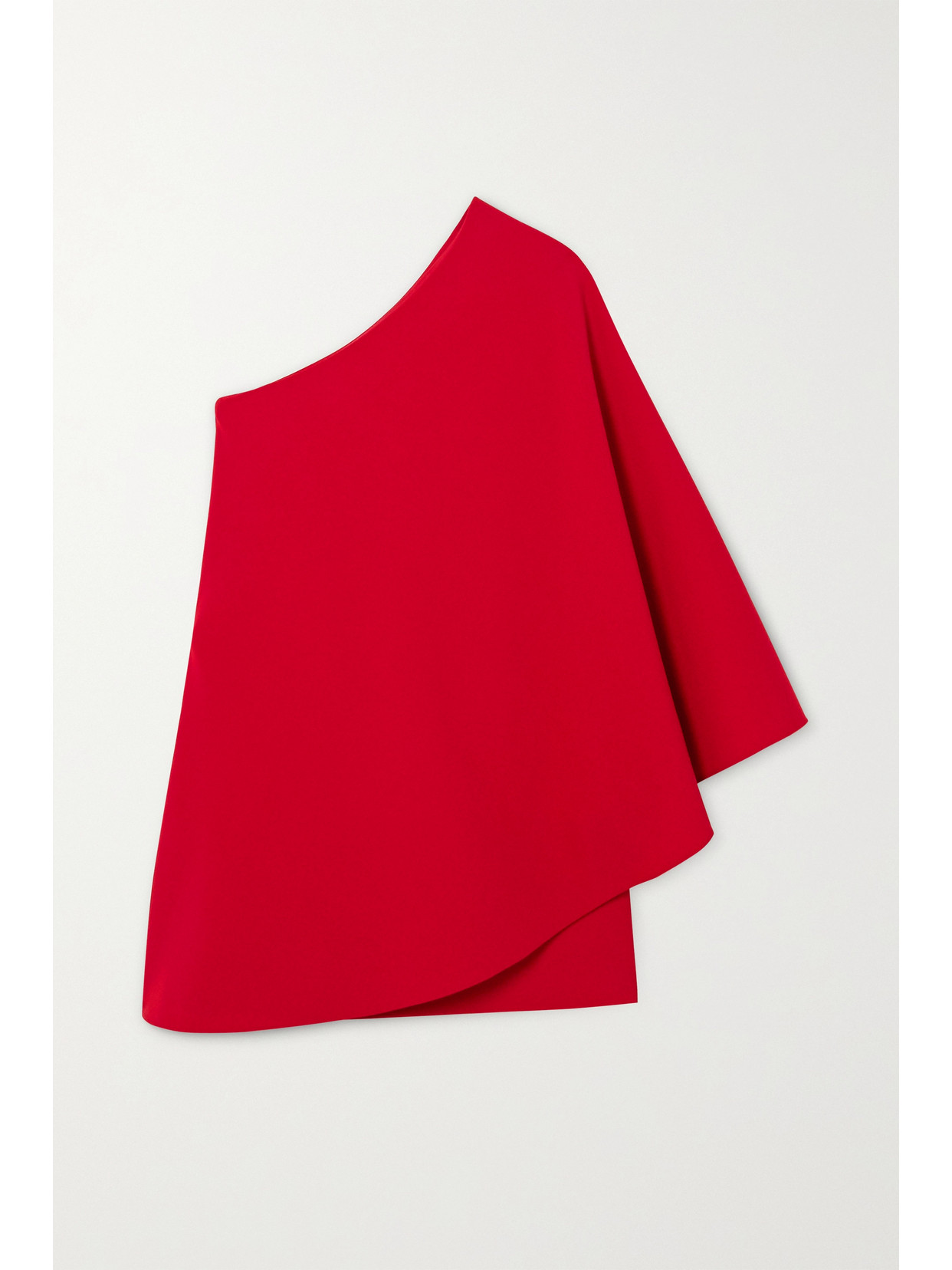 Valentino One-sleeve Cape-effect Wool-blend Crepe Mini Dress In Red