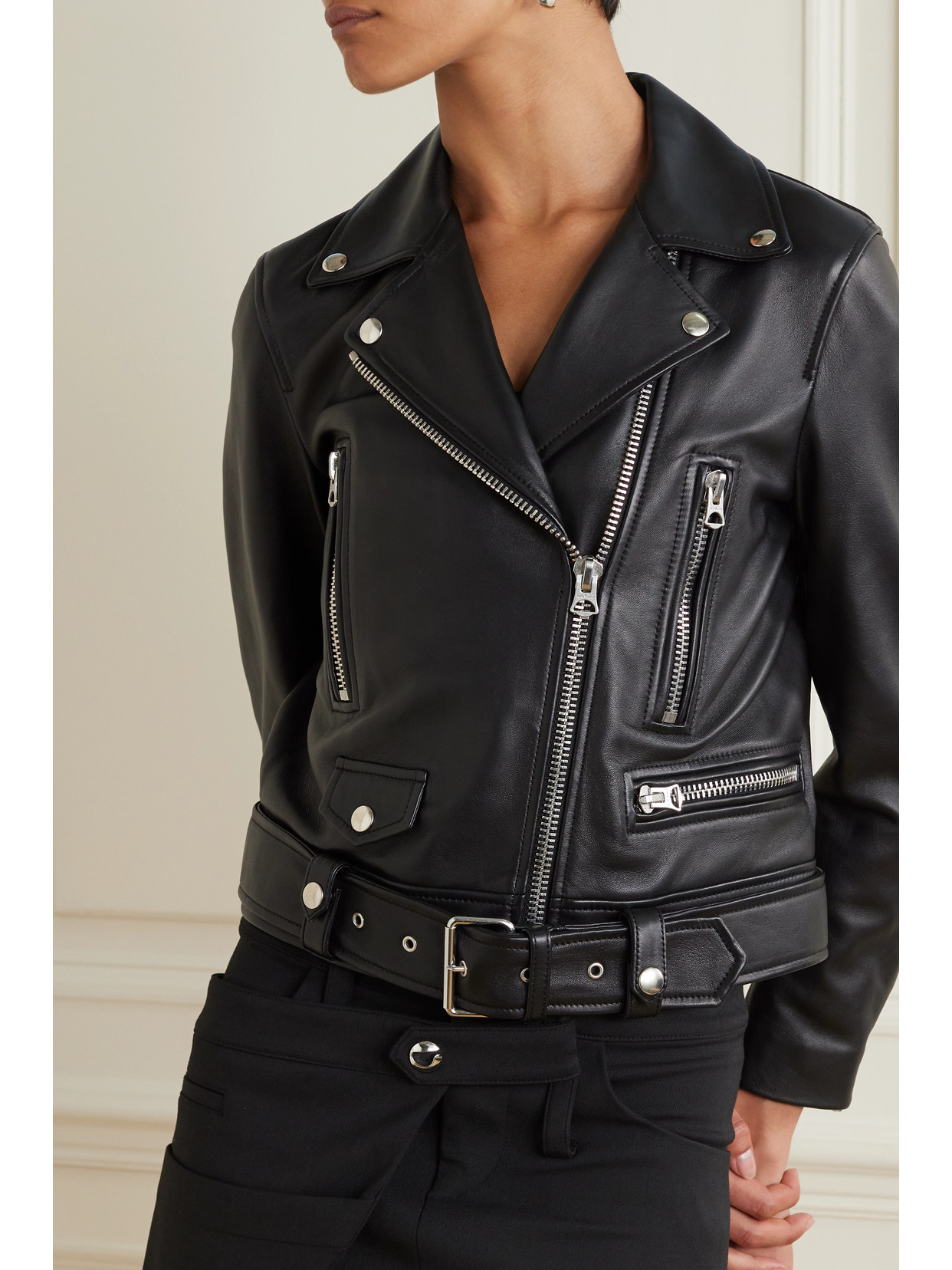 acne cropped leather jacket
