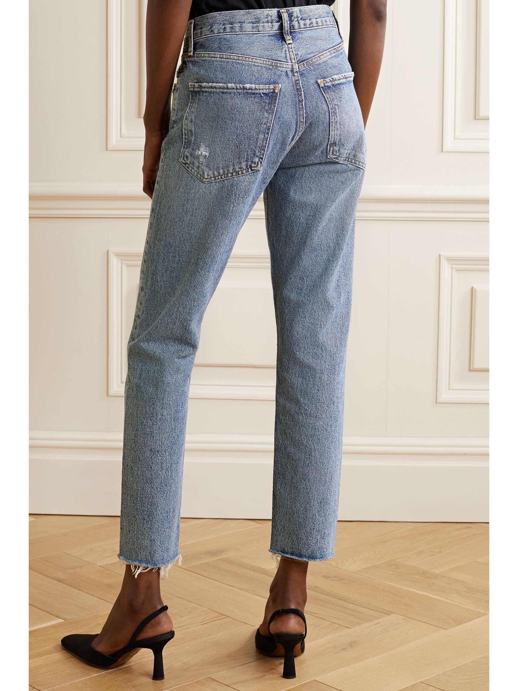 AGOLDE Jamie cropped frayed organic high-rise straight-leg jeans