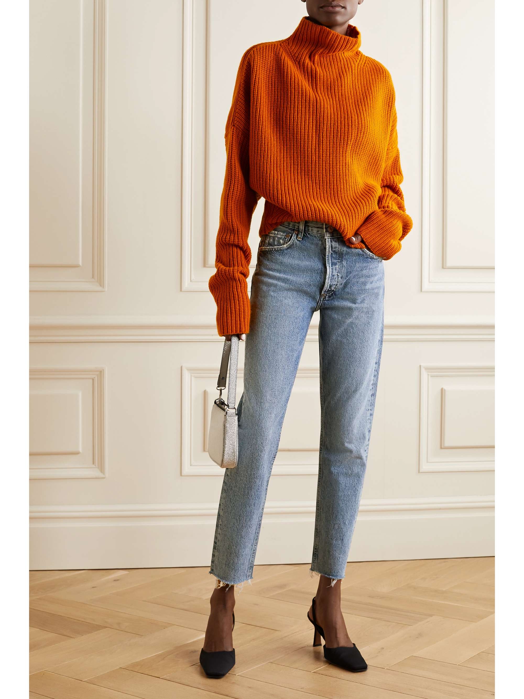 AGOLDE Jamie cropped frayed organic high-rise straight-leg jeans