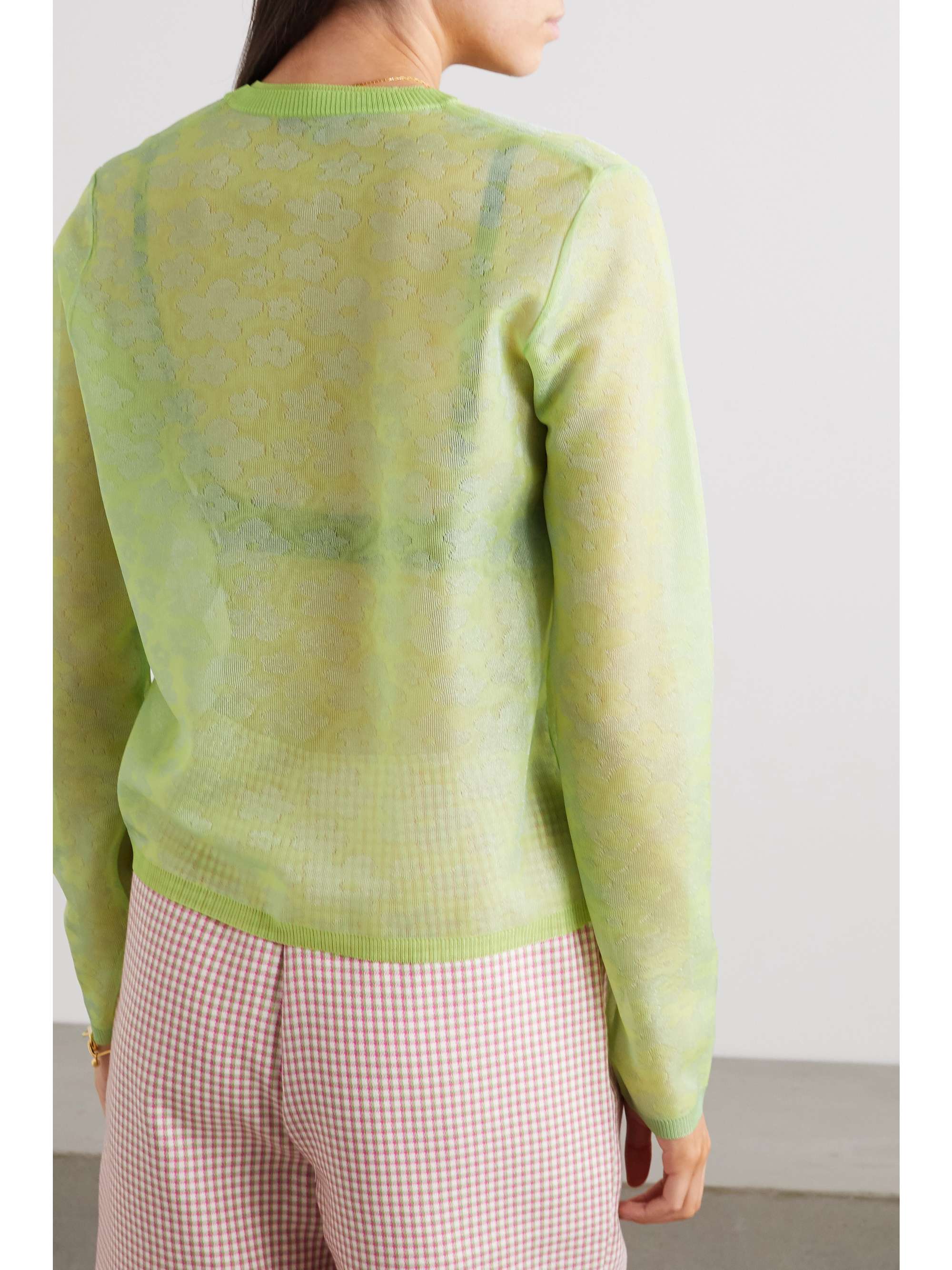 ALEXACHUNG Metallic floral jacquard-knit cardigan