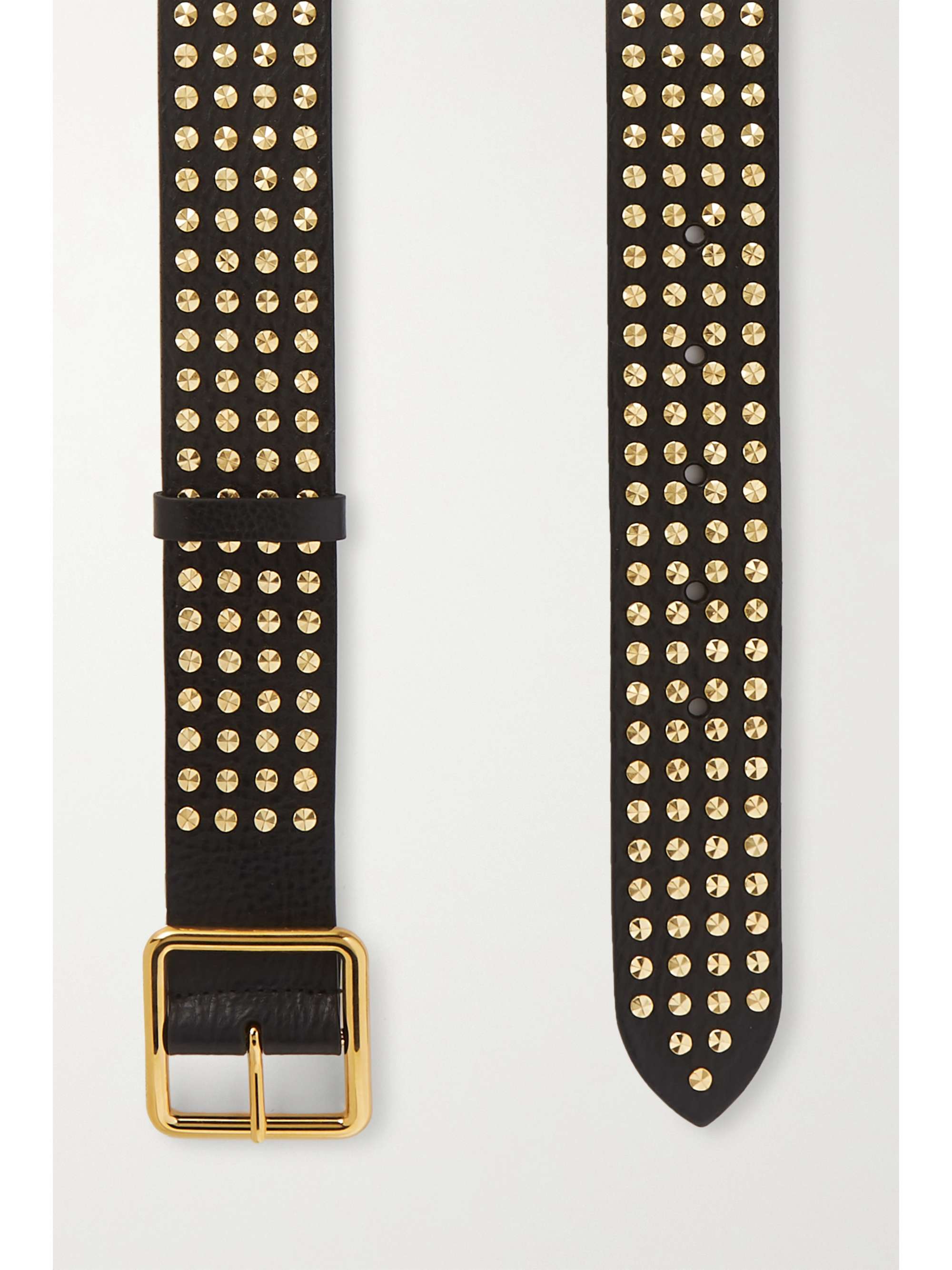 Black Studded textured-leather waist 