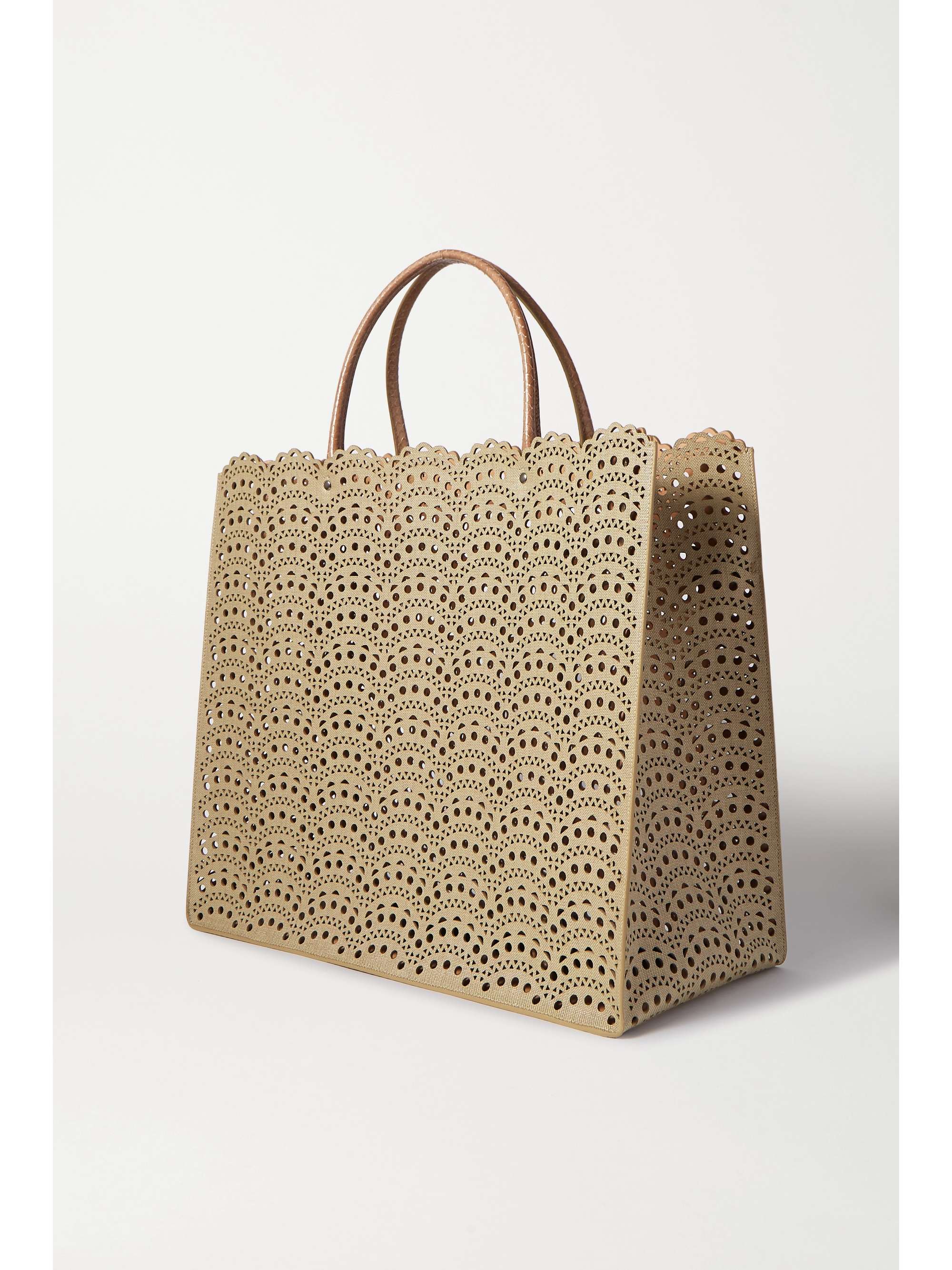 ALAÏA Garance large elaphe-trimmed laser-cut faux leather tote