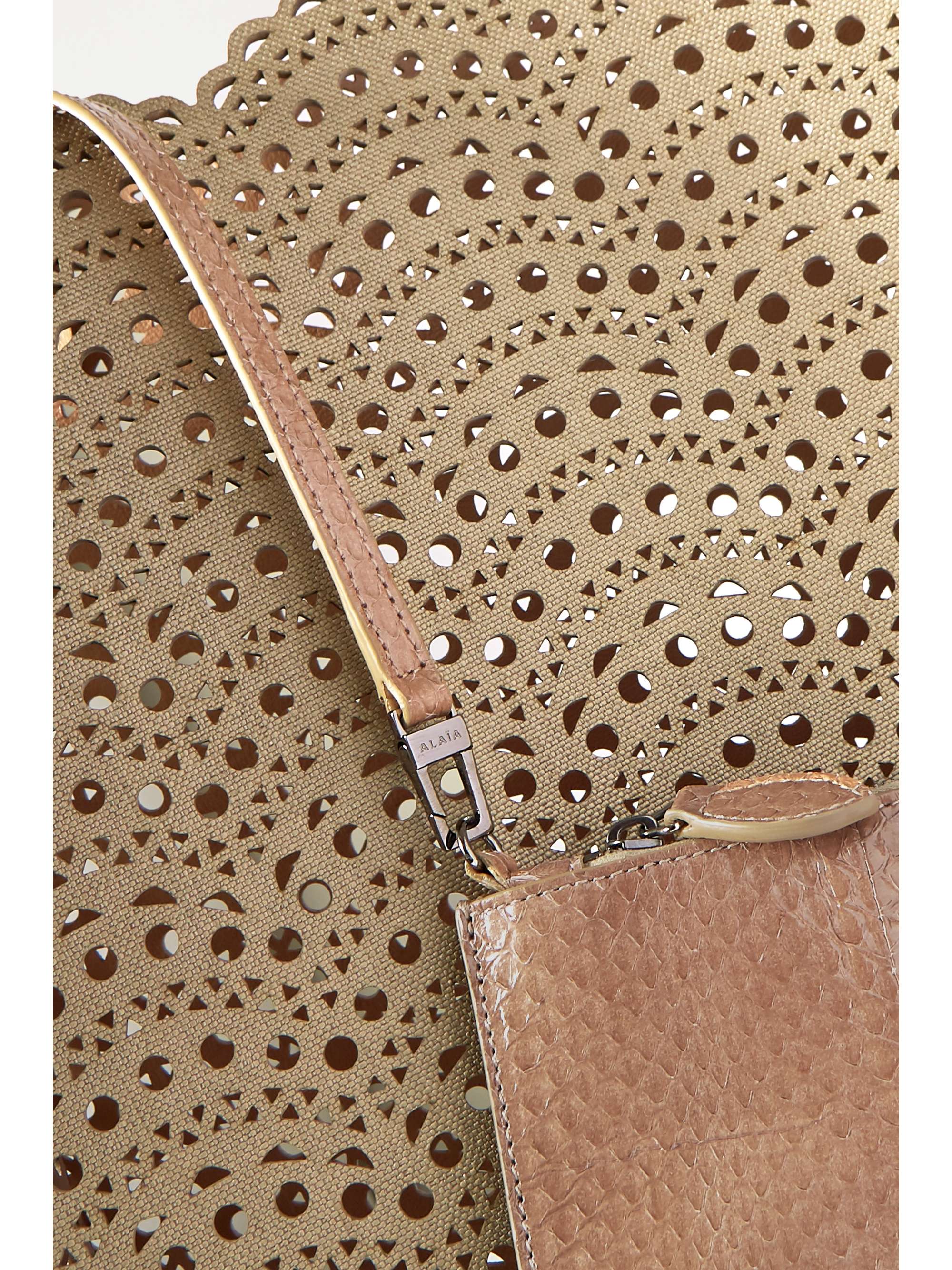ALAÏA Garance large elaphe-trimmed laser-cut faux leather tote