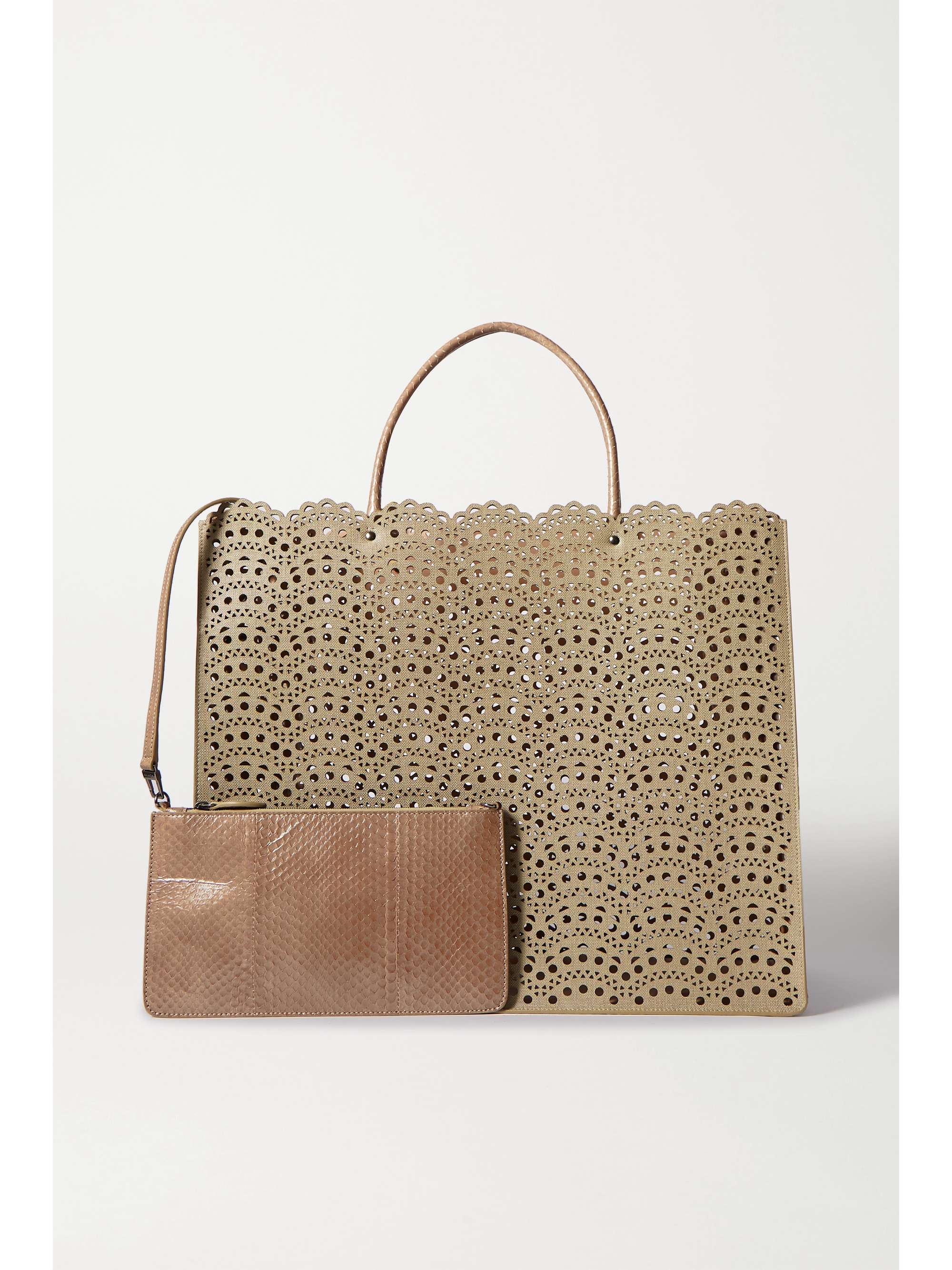 ALAÏA Garance large elaphe-trimmed laser-cut faux leather tote