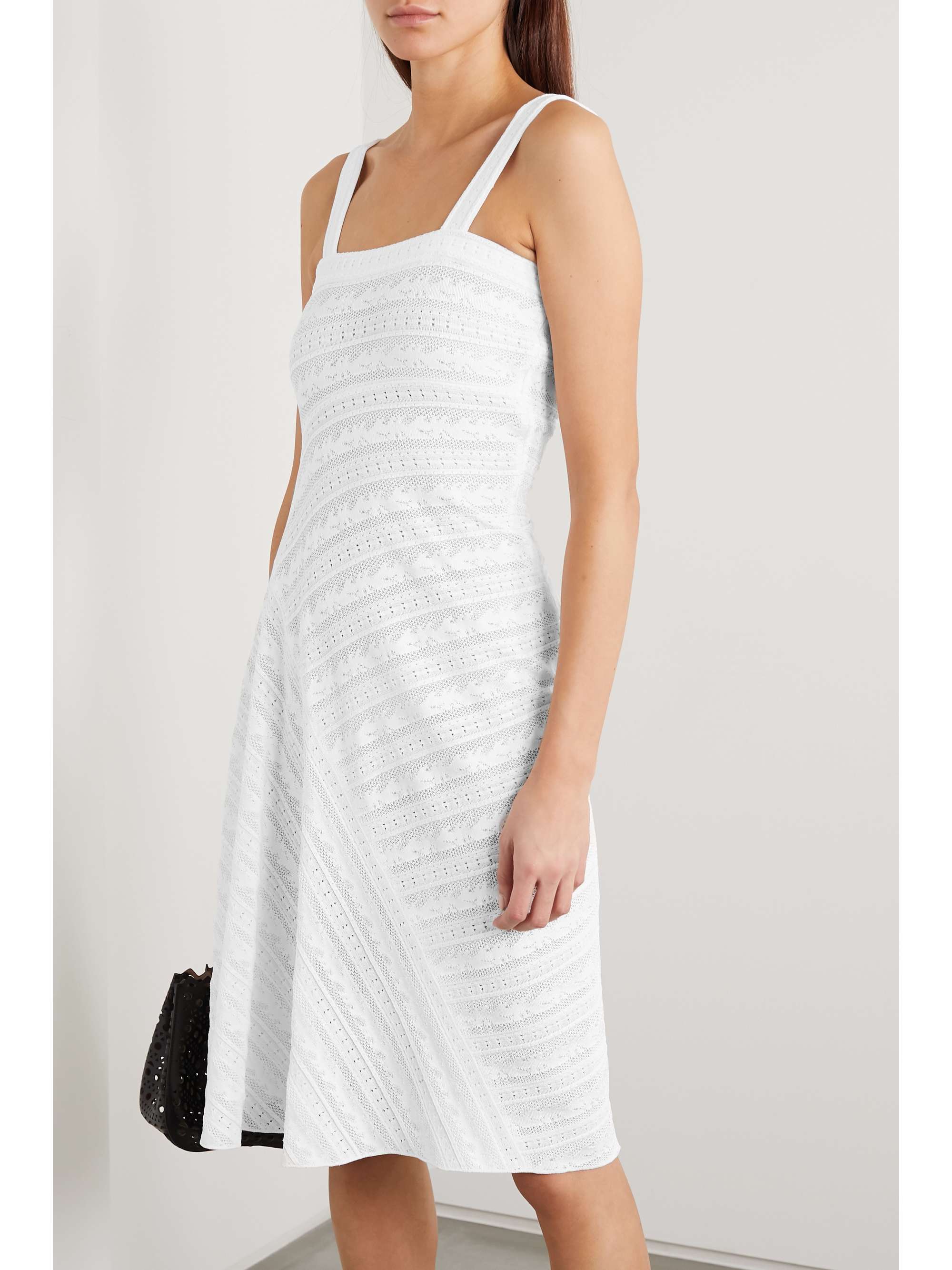 white stretch lace dress