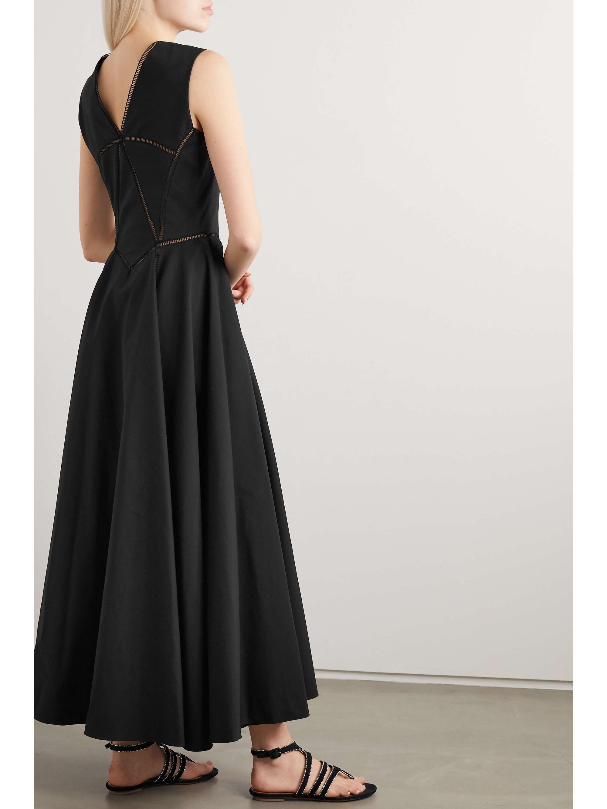ALAÏA Paneled cotton-poplin gown