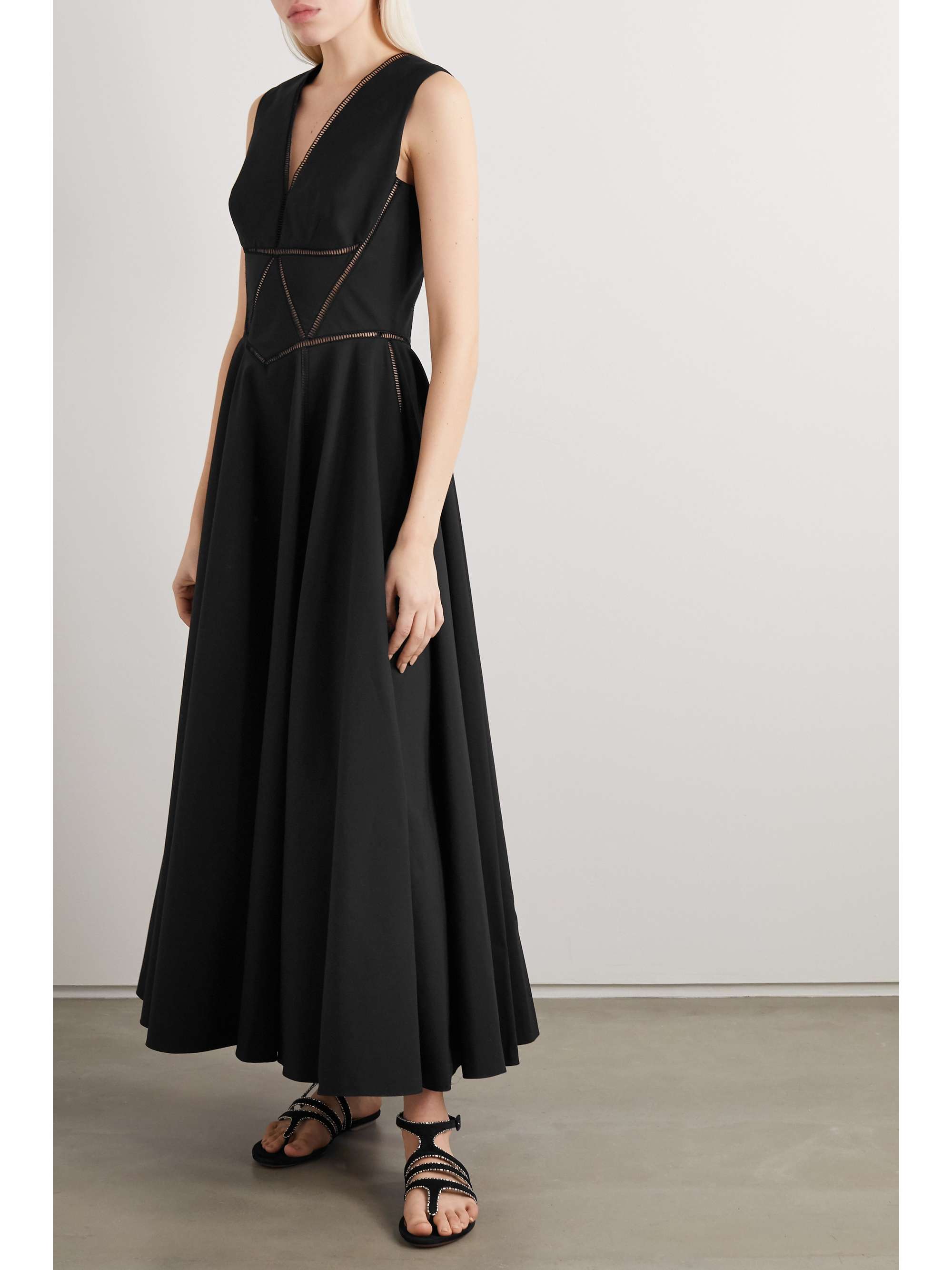 ALAÏA Paneled cotton-poplin gown