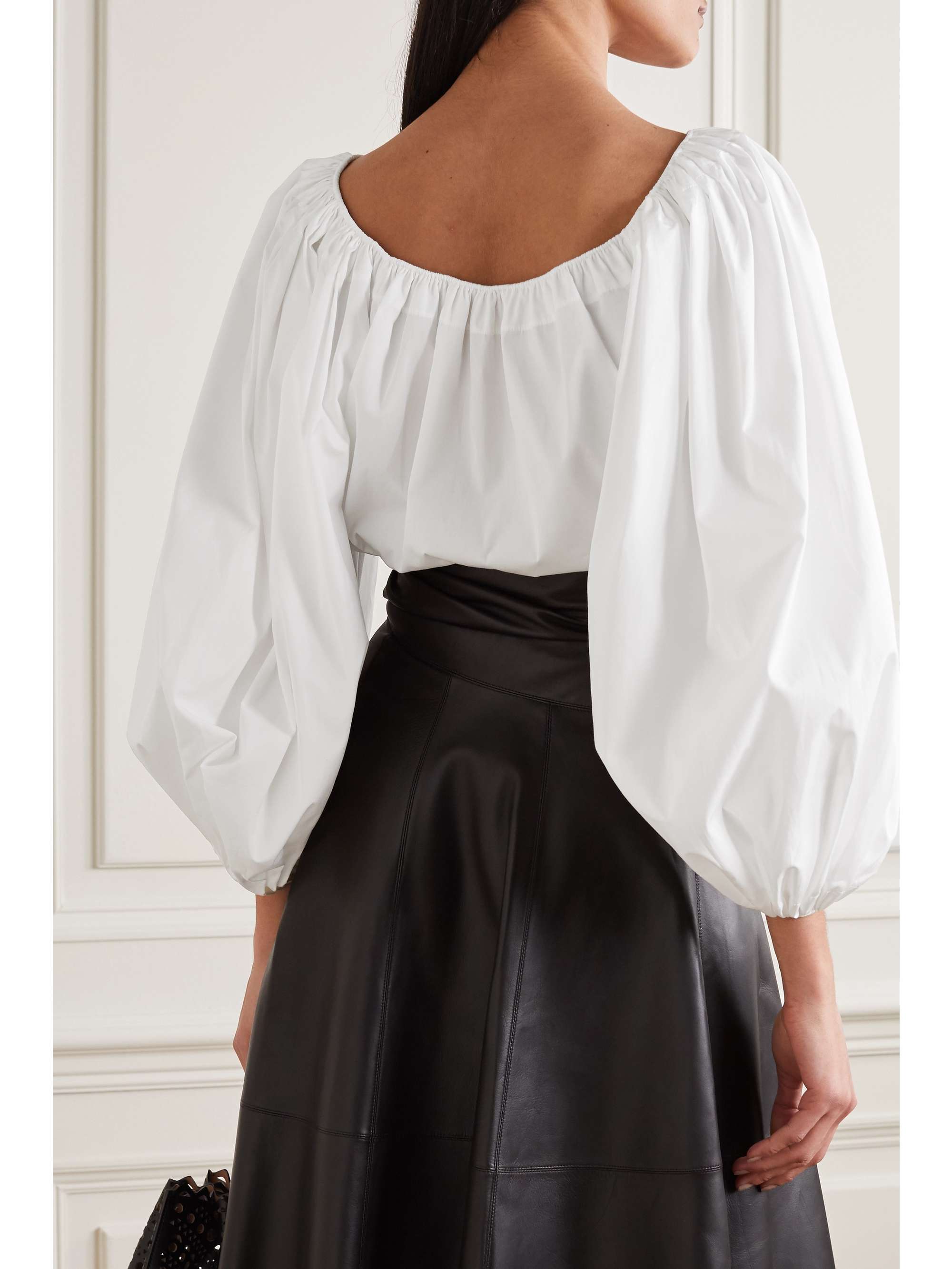 ALAÏA Off-the-shoulder cotton-poplin blouse