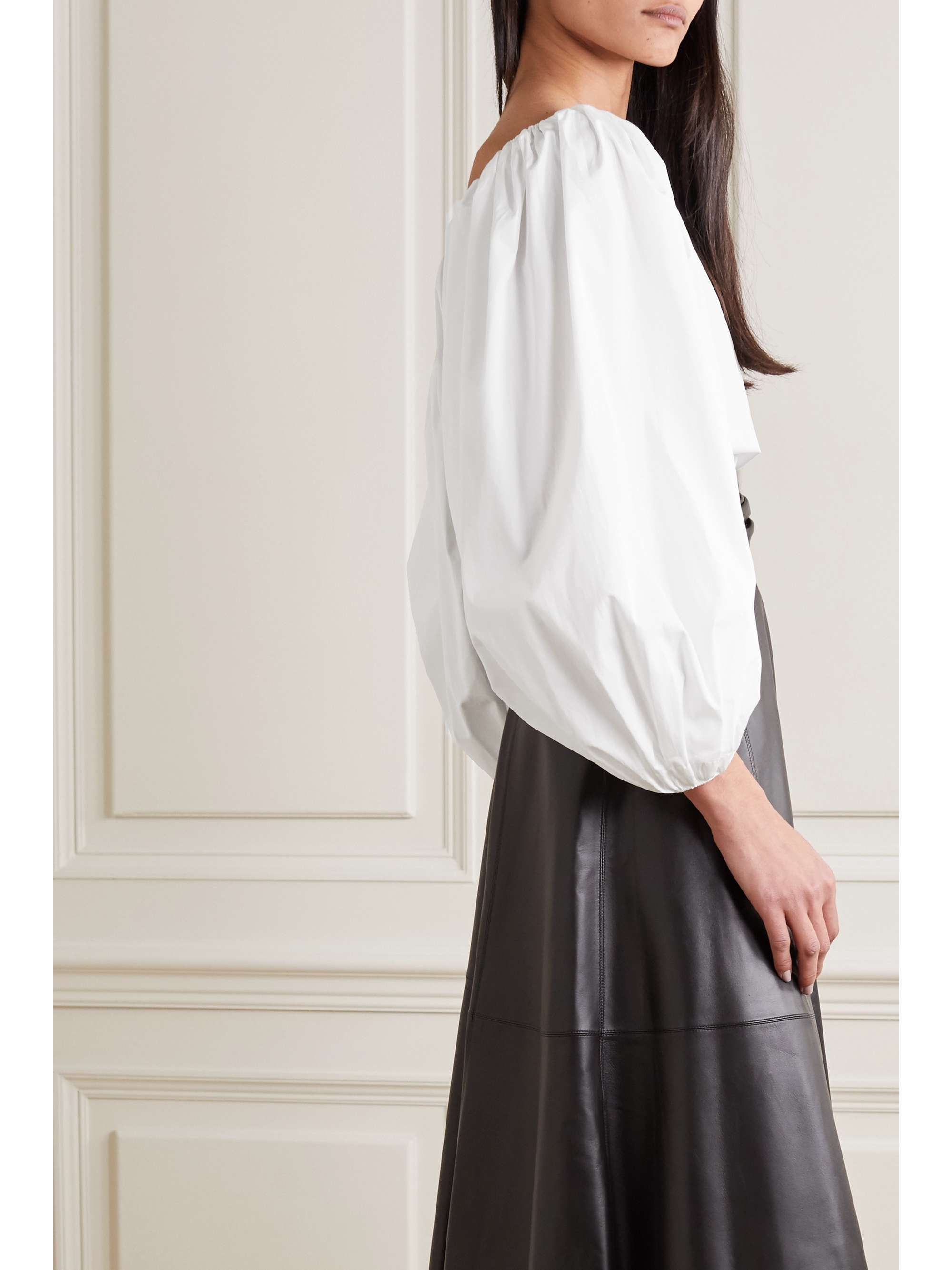 ALAÏA Off-the-shoulder cotton-poplin blouse
