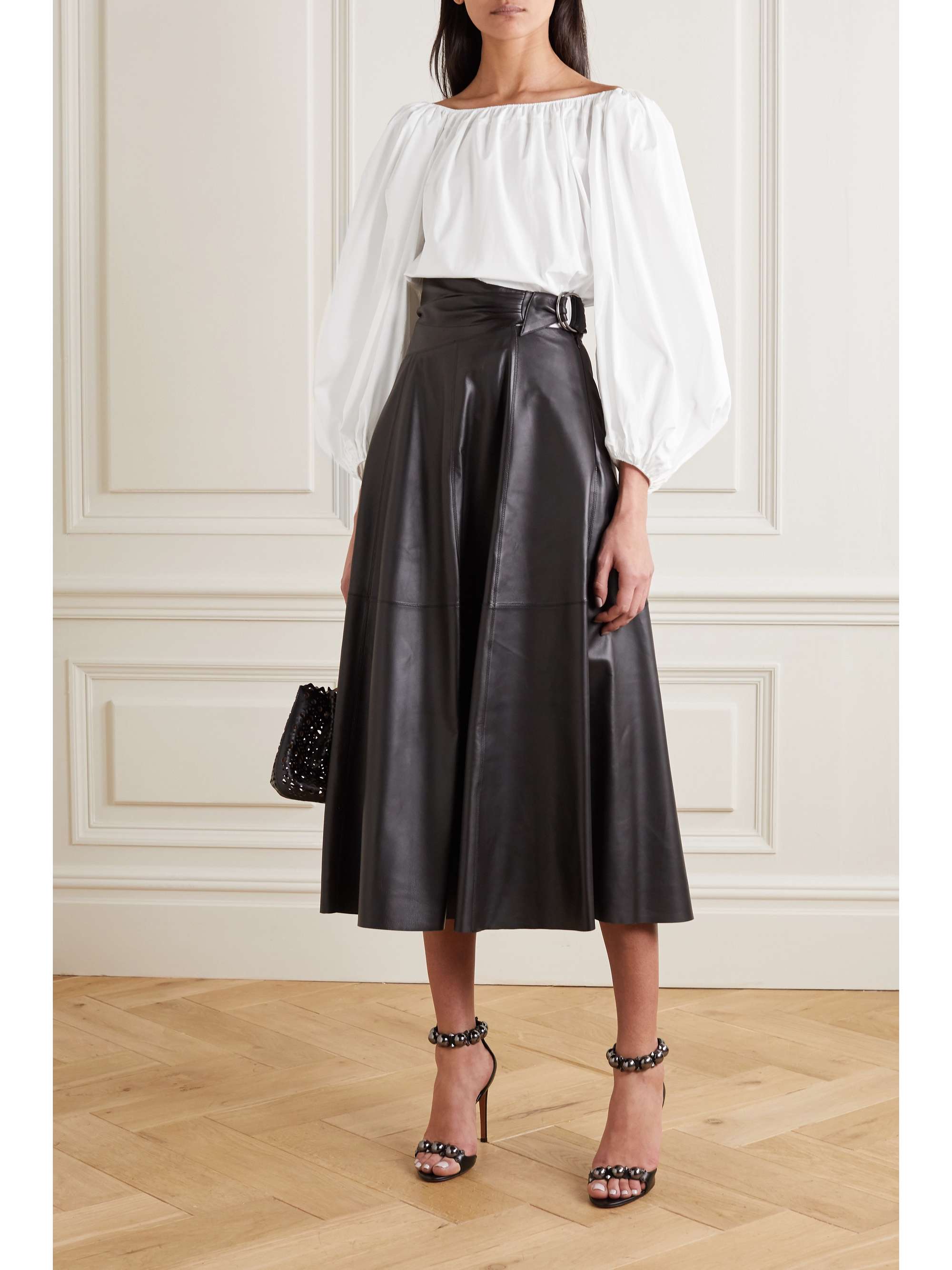 ALAÏA Off-the-shoulder cotton-poplin blouse