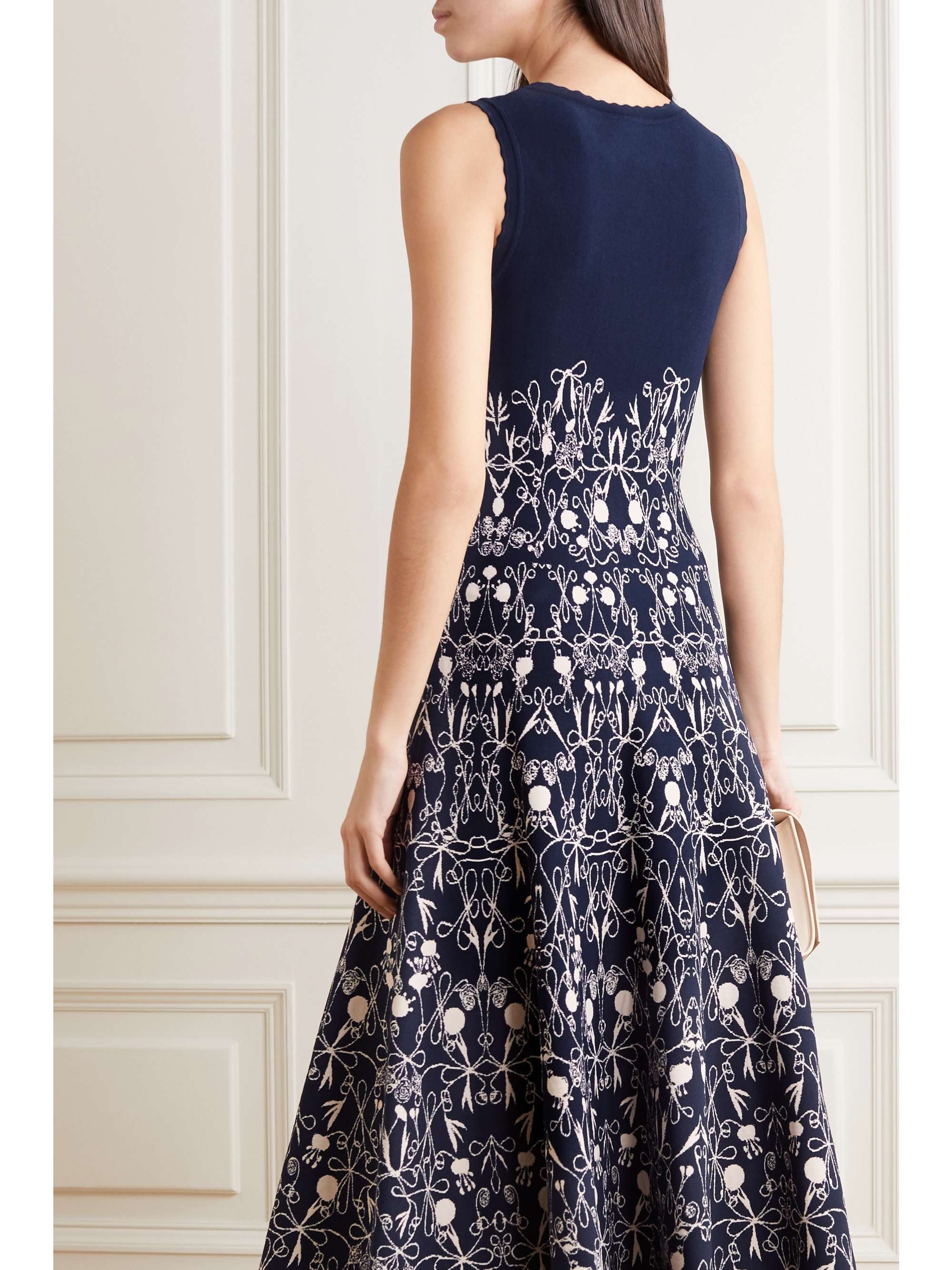 ALAÏA Scalloped jacquard-knit midi dress | NET-A-PORTER
