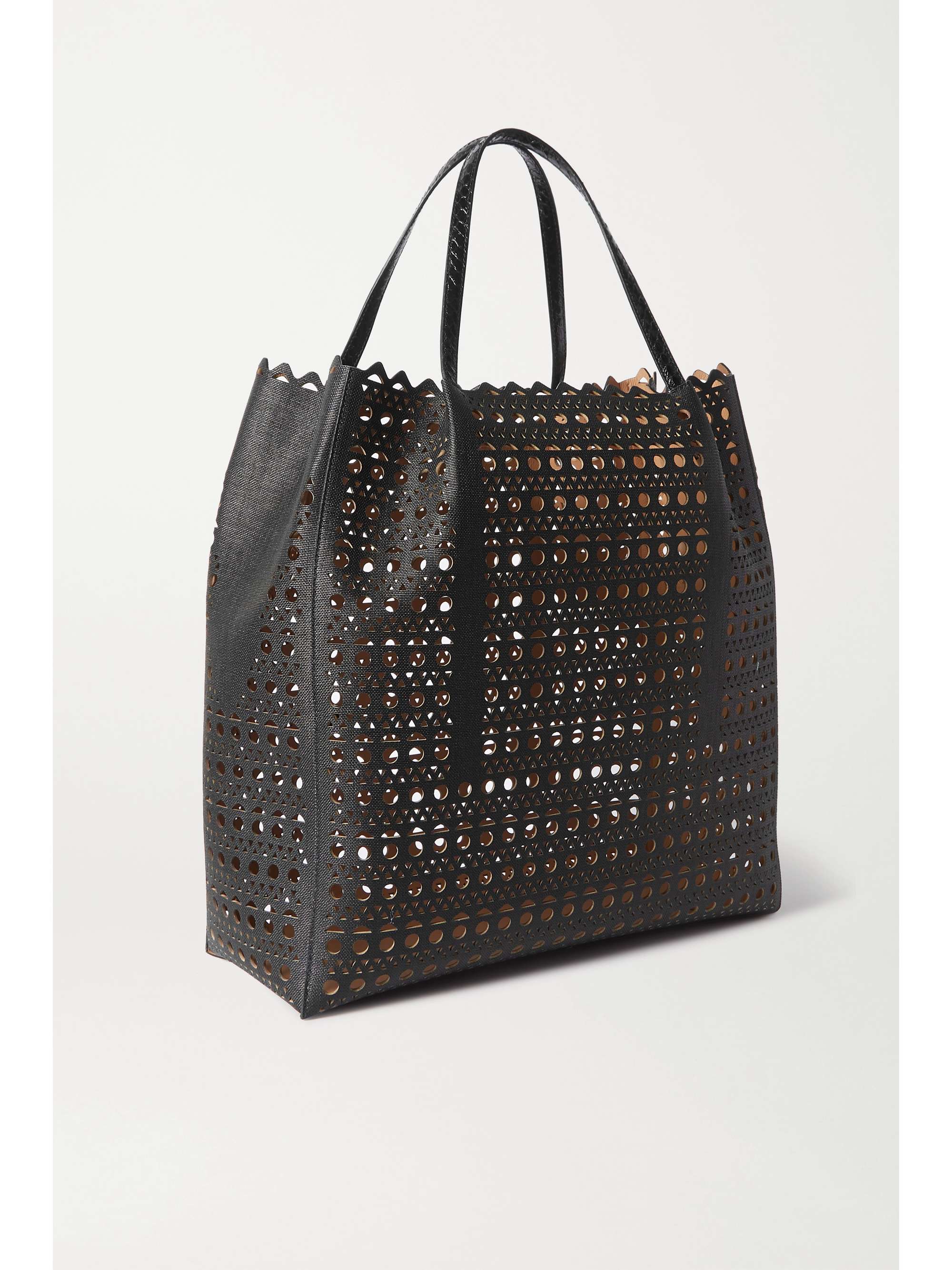 ALAÏA Garance large elaphe-trimmed laser-cut faux leather tote