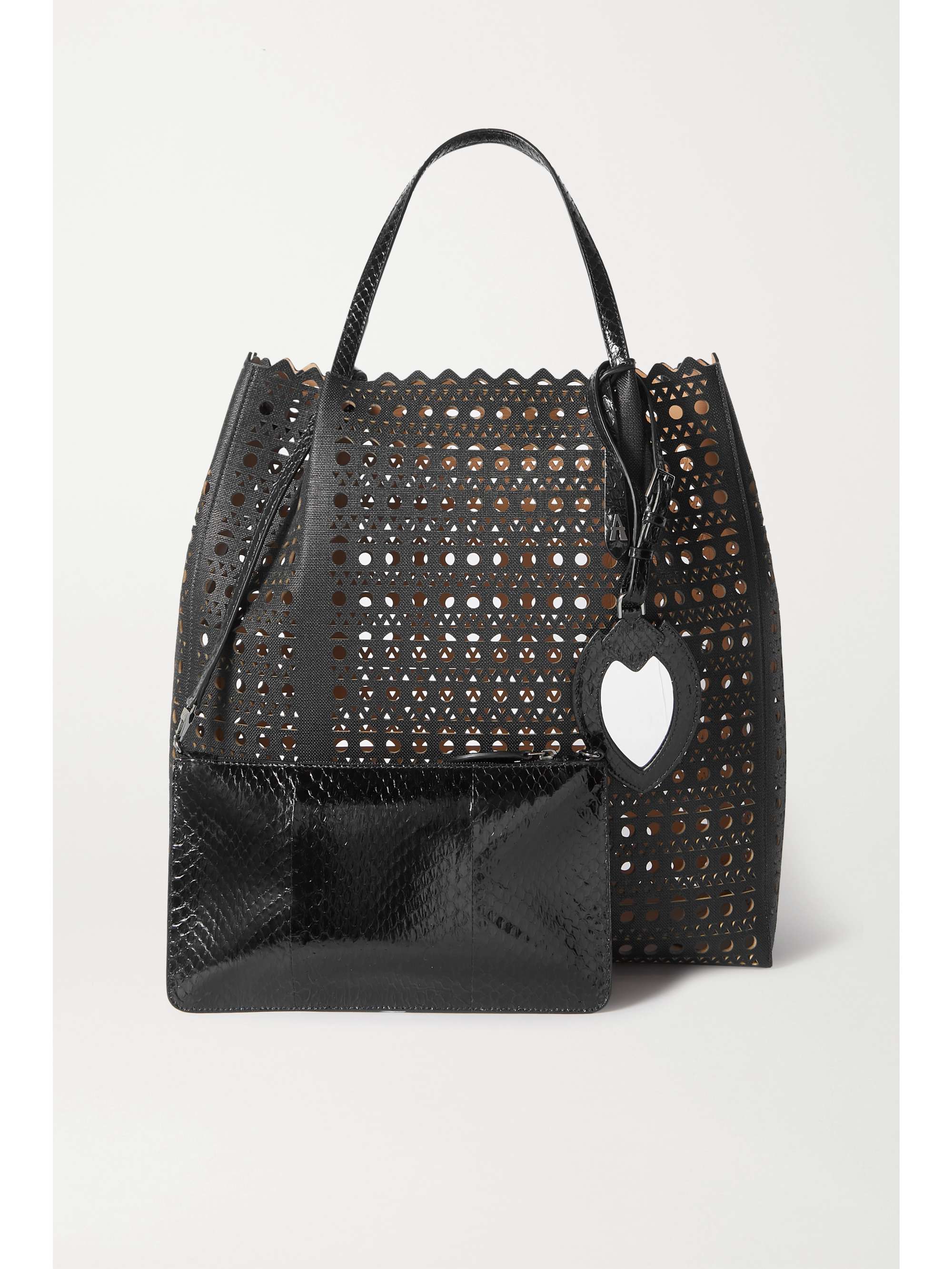 ALAÏA Garance large elaphe-trimmed laser-cut faux leather tote