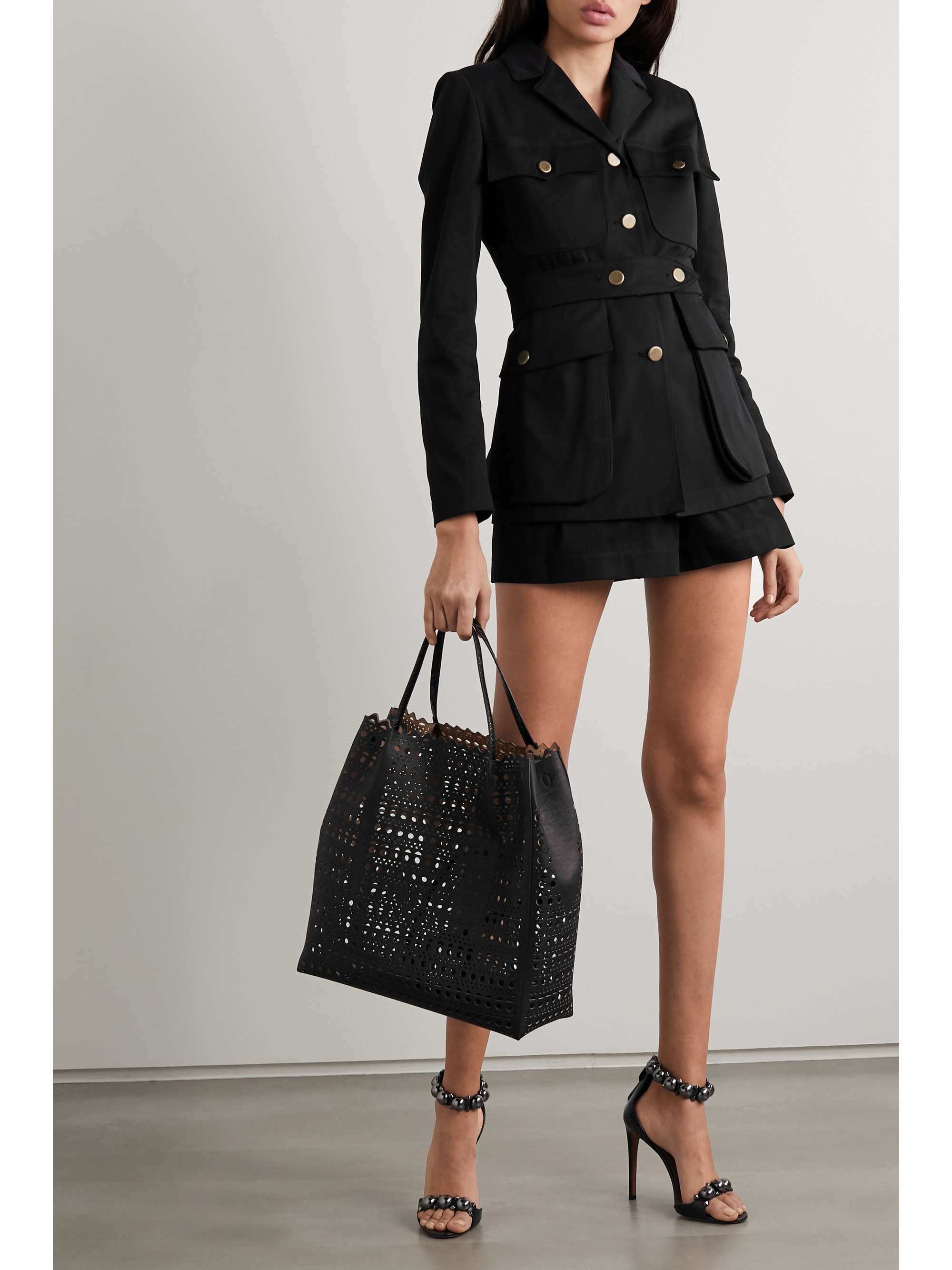 ALAÏA Garance large elaphe-trimmed laser-cut faux leather tote