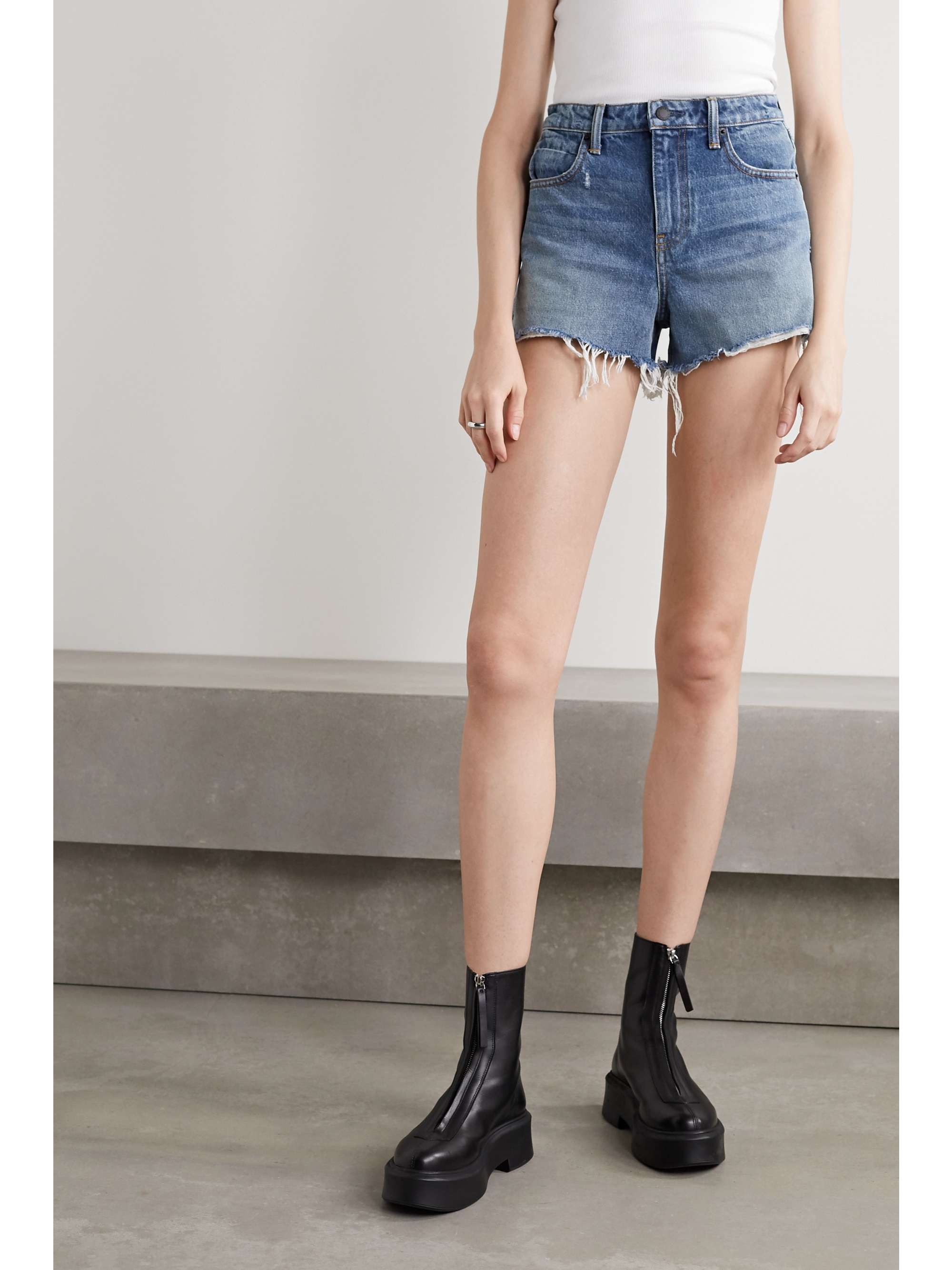 ALEXANDER WANG Bite frayed denim shorts