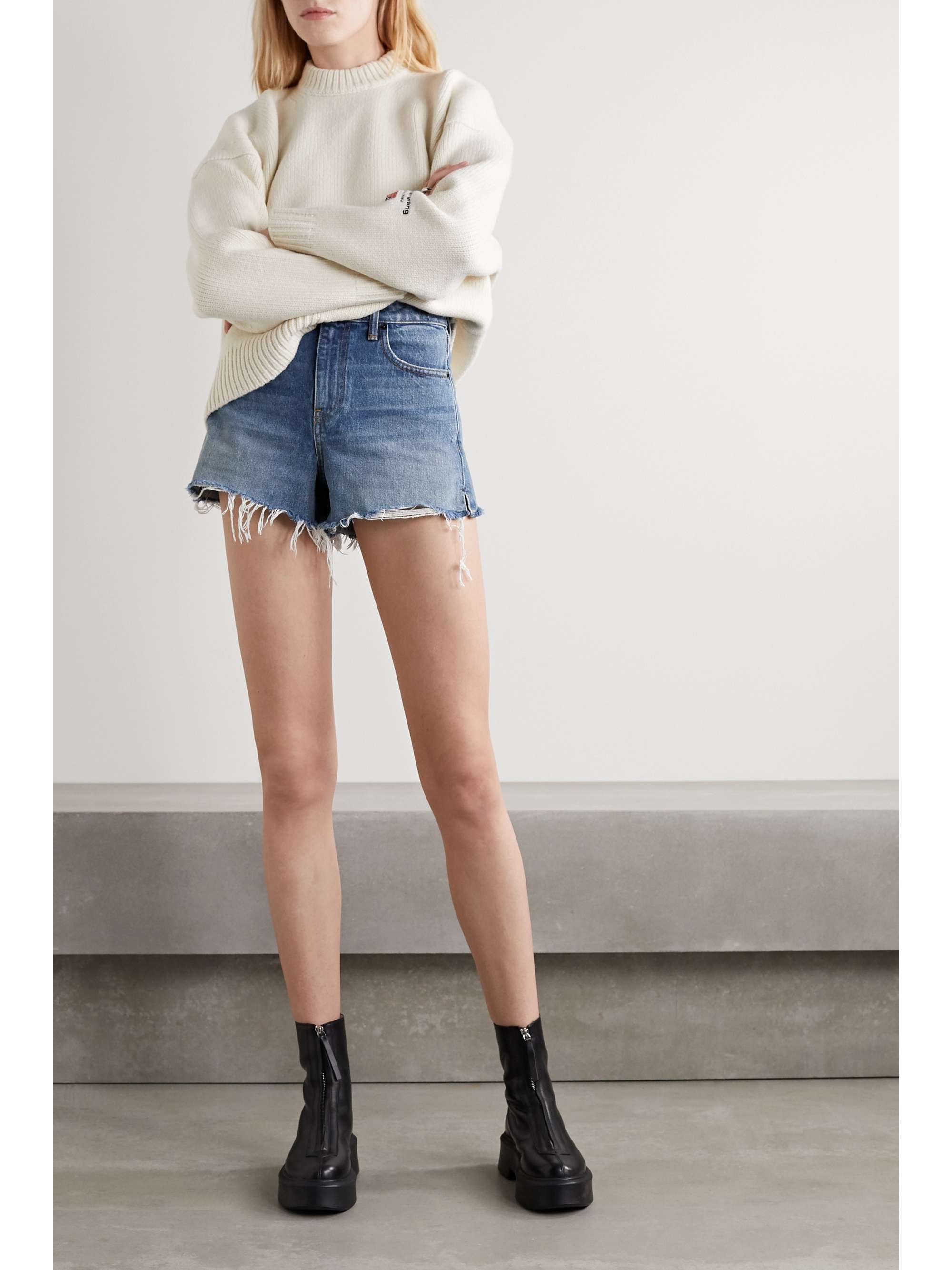 ALEXANDER WANG Bite frayed denim shorts