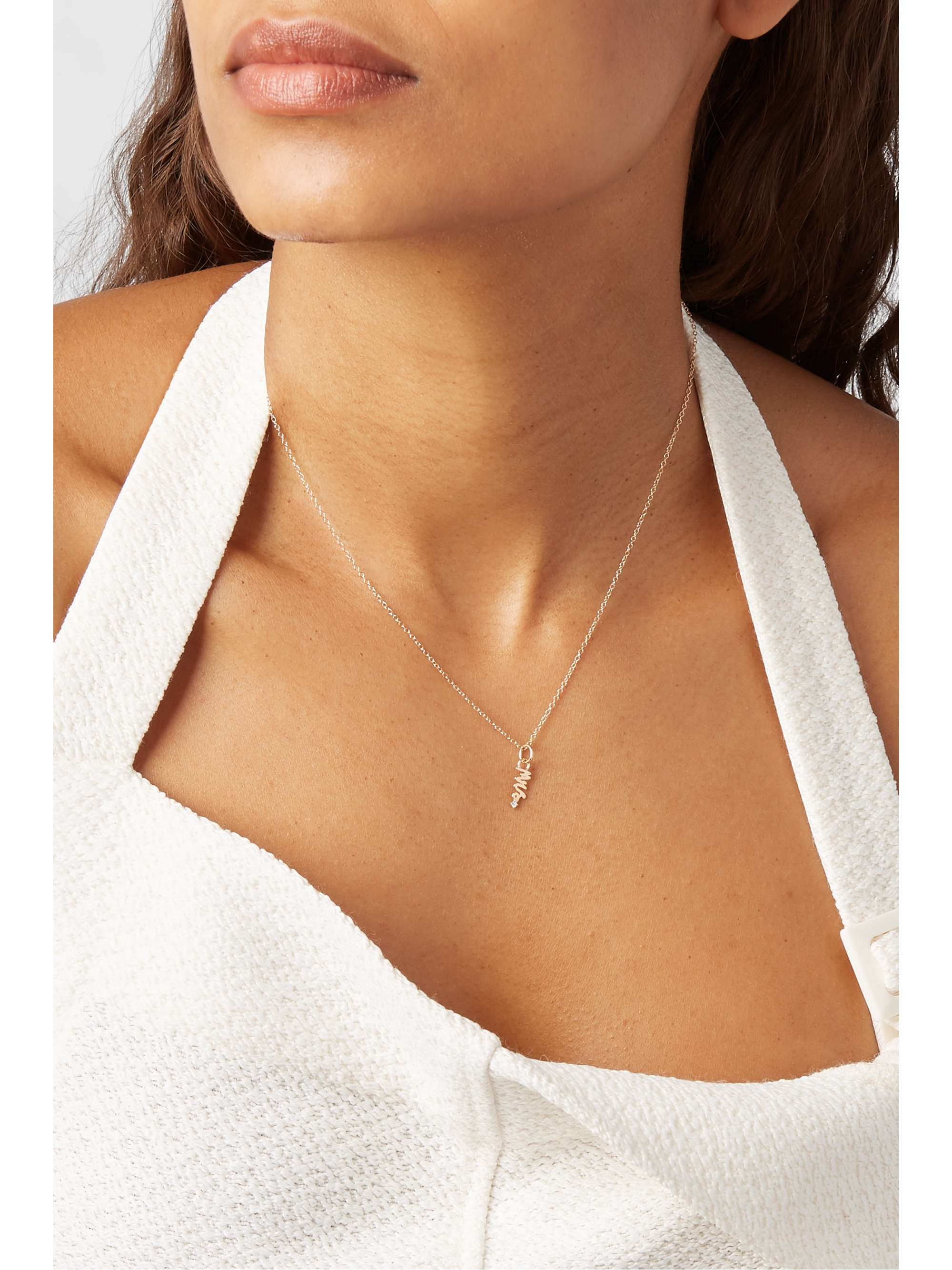 ALISON LOU Mini Mrs. 14-karat gold diamond necklace