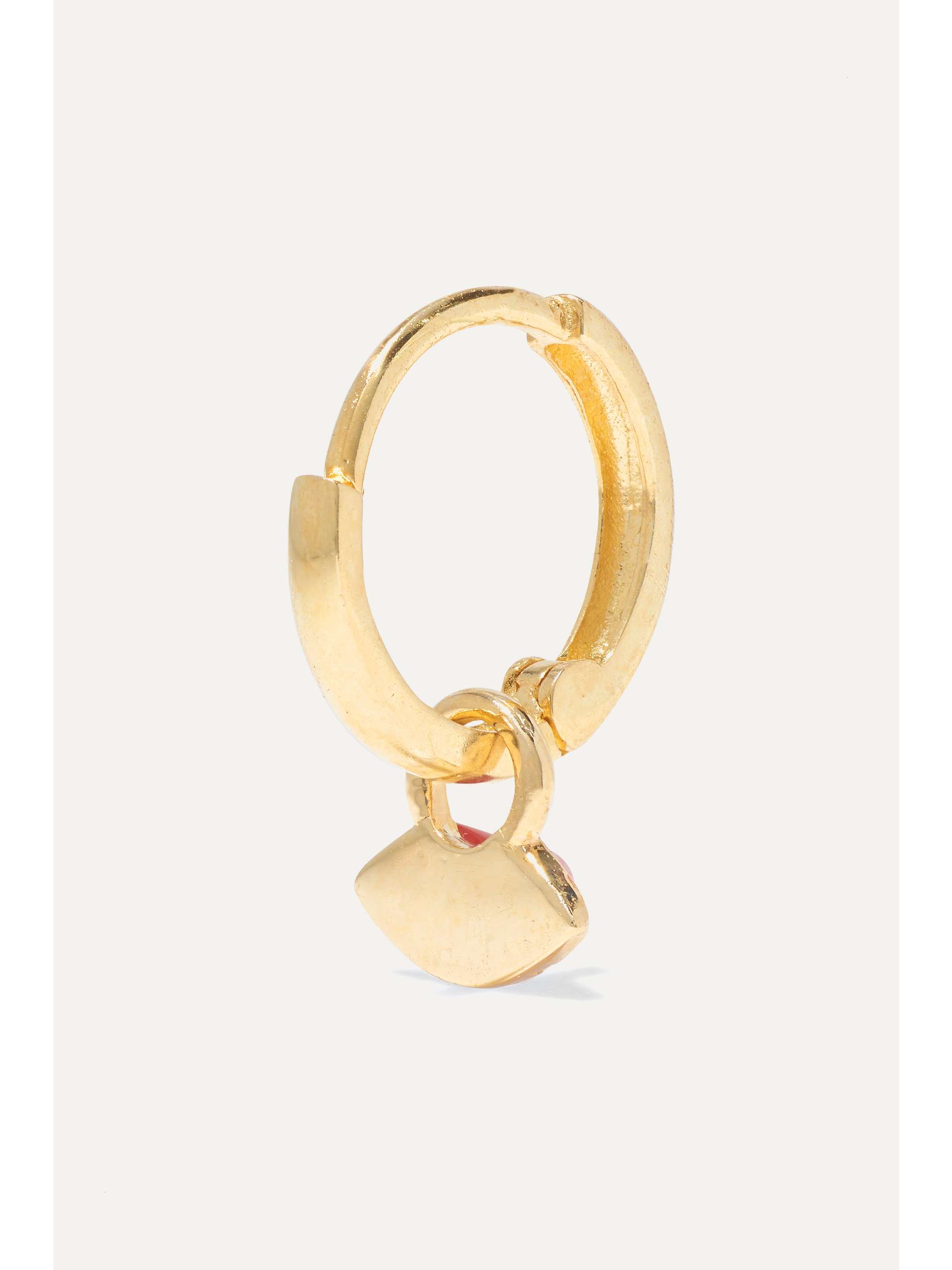 ALISON LOU Mini Lip Huggy 14-karat gold and enamel earring