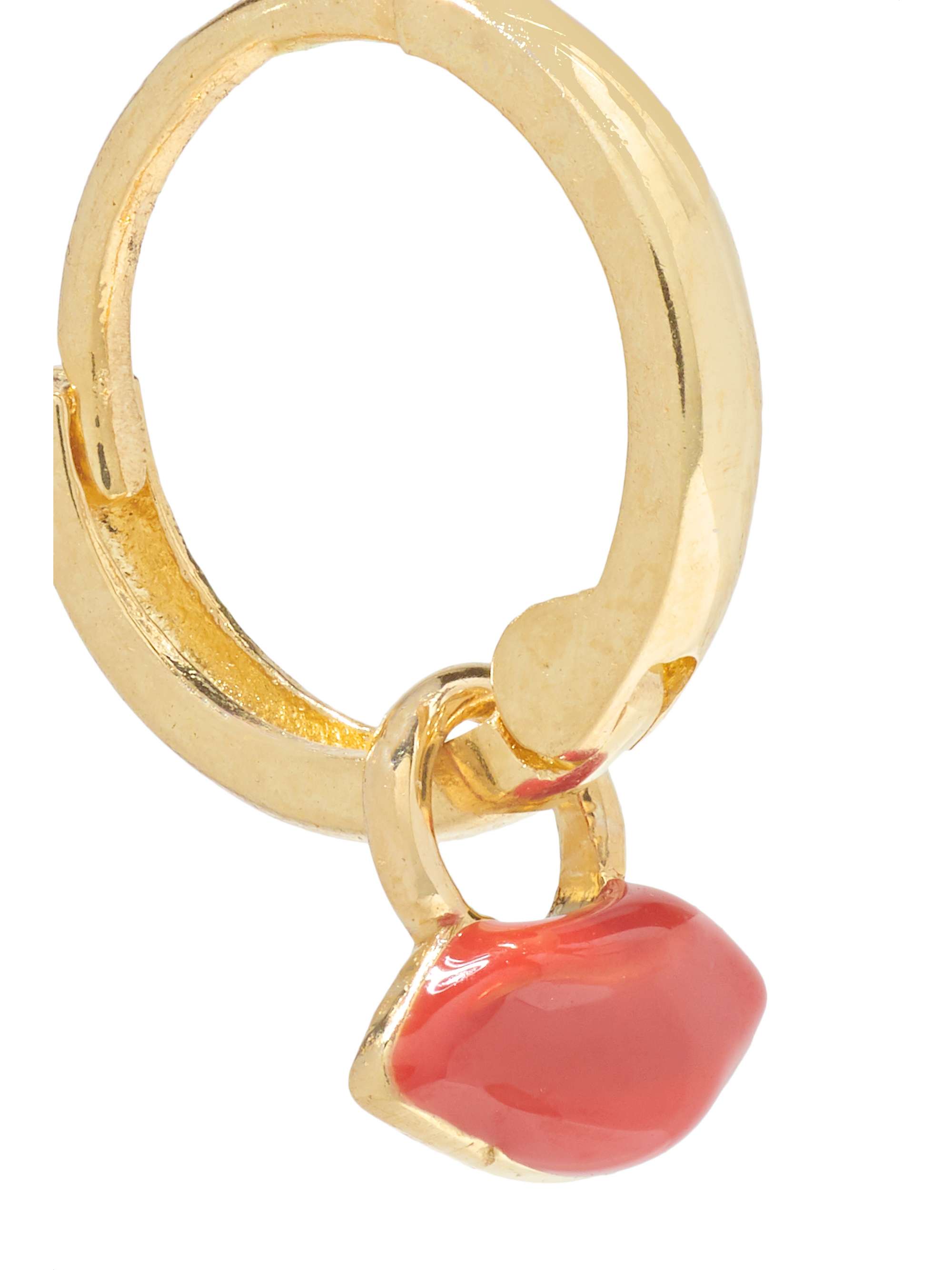 ALISON LOU Mini Lip Huggy 14-karat gold and enamel earring