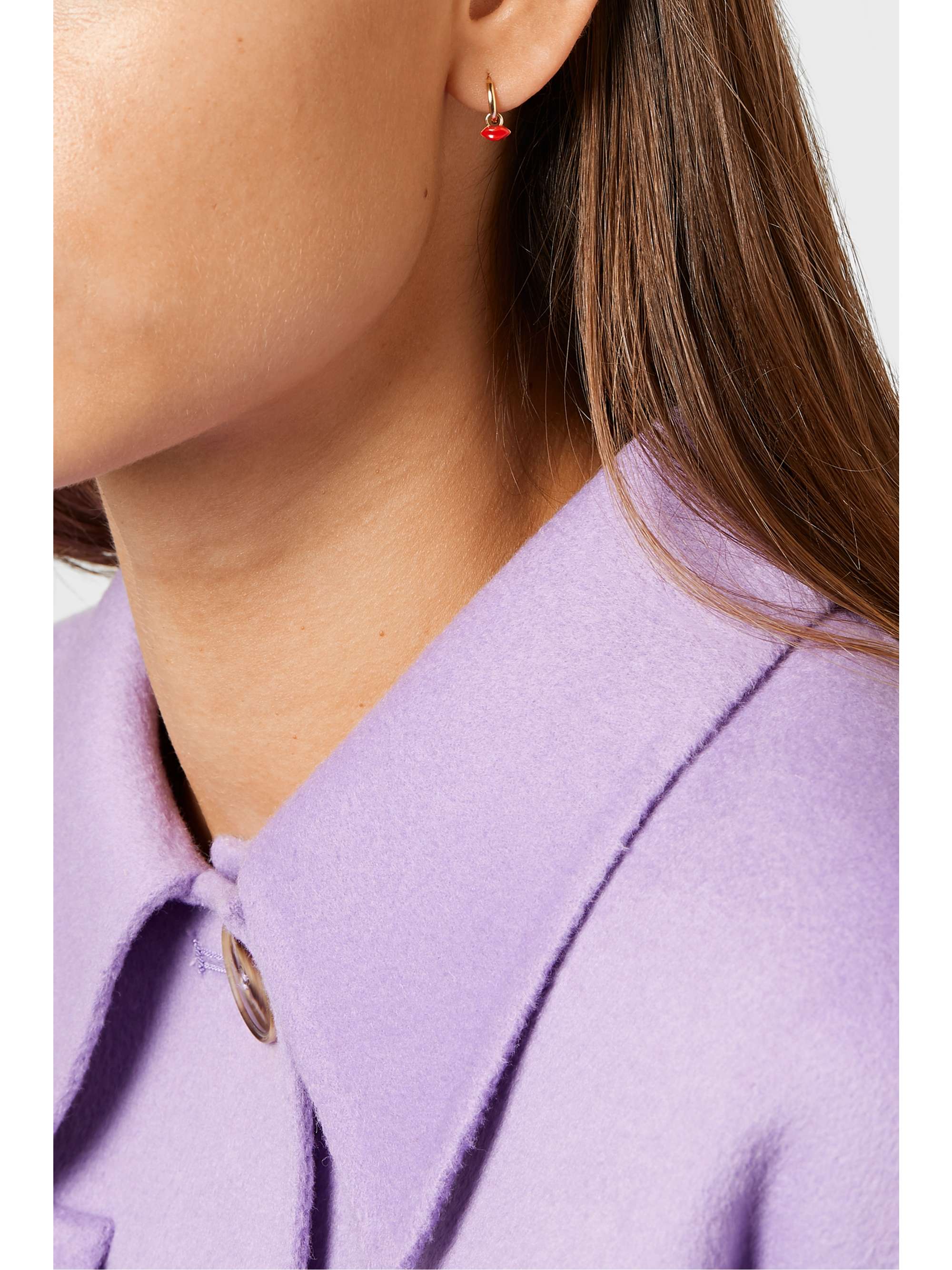 ALISON LOU Mini Lip Huggy 14-karat gold and enamel earring
