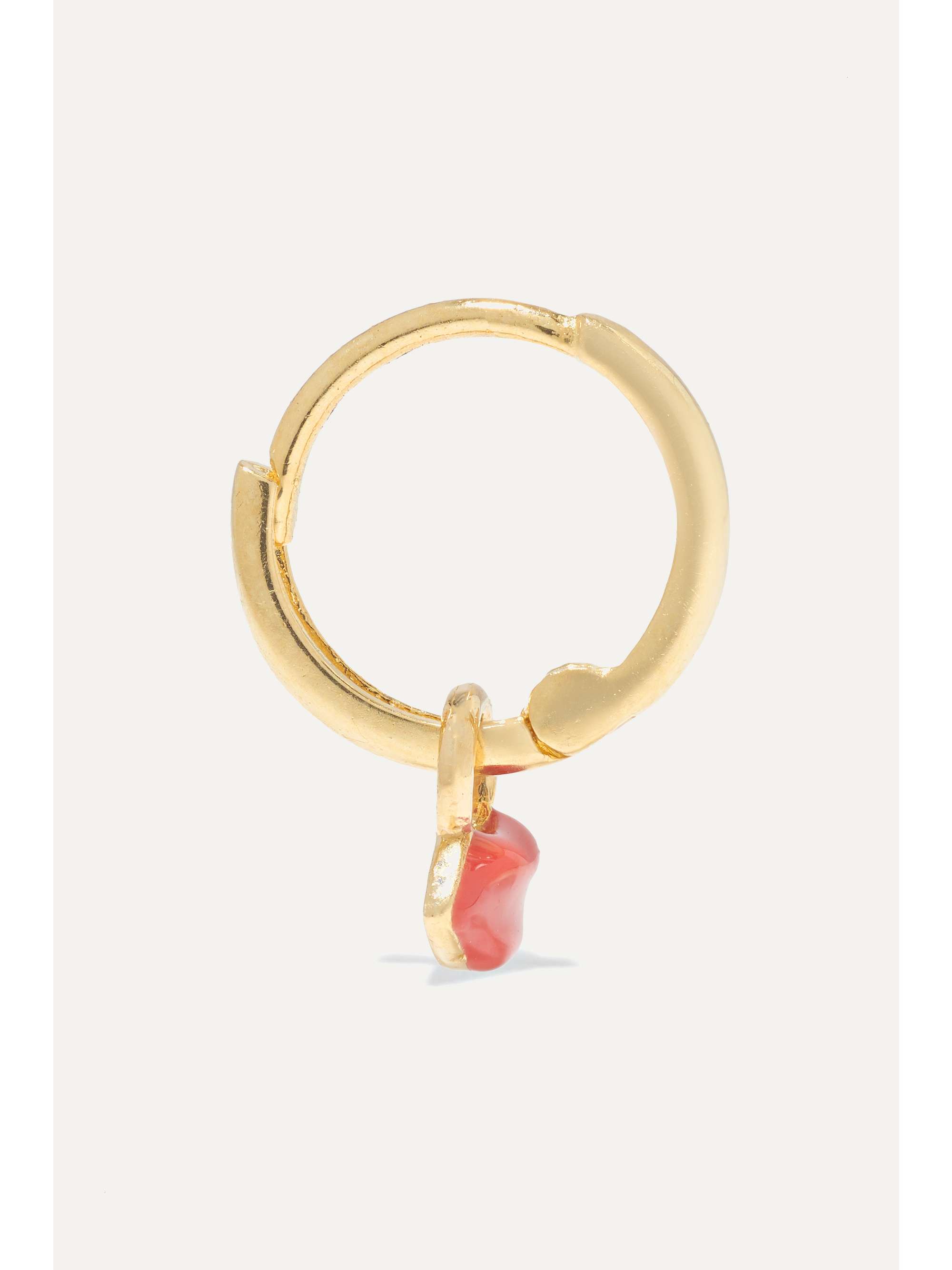 ALISON LOU Mini Lip Huggy 14-karat gold and enamel earring