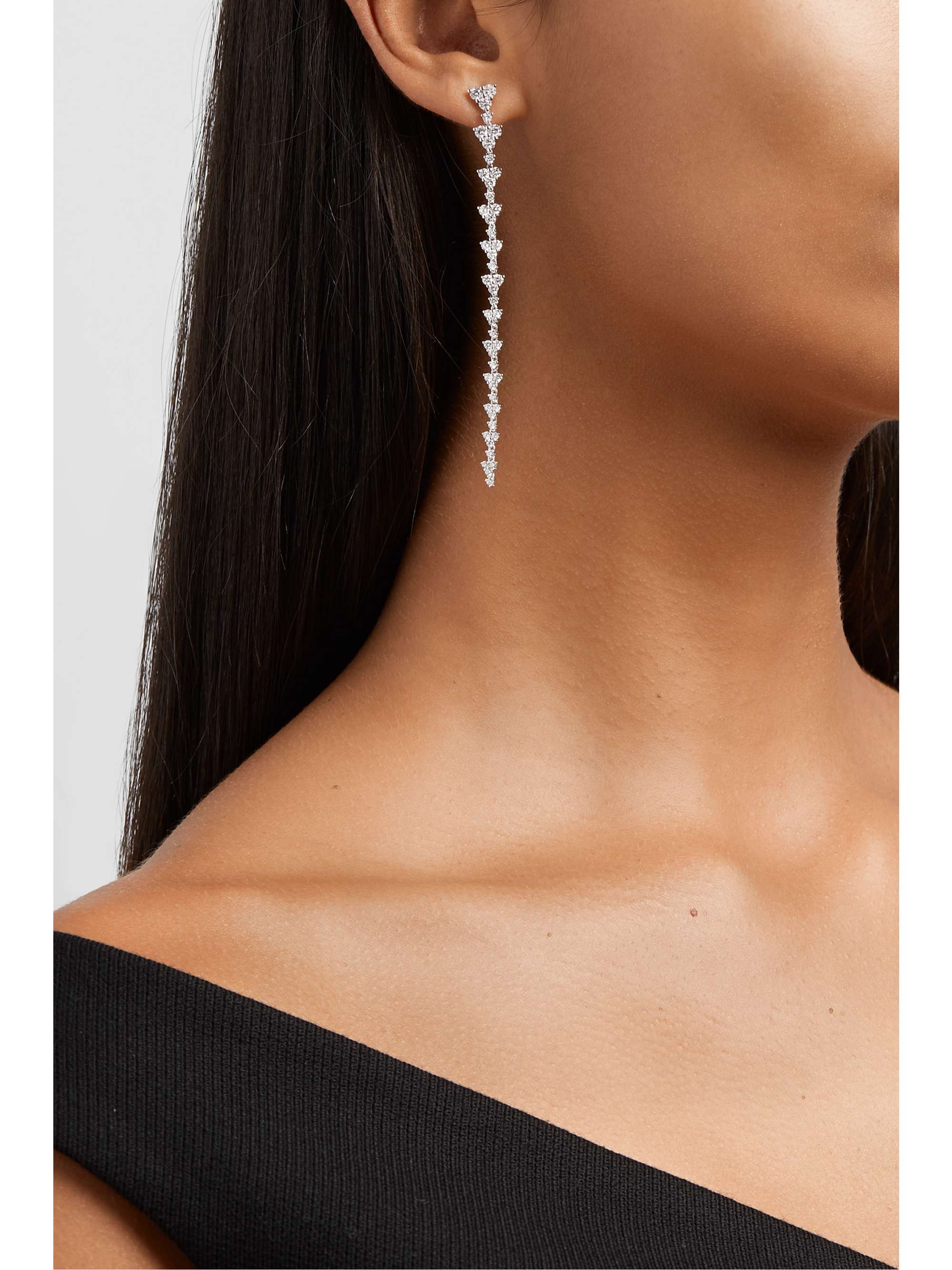 ANITA KO Triangle Eternity 18-karat white gold diamond earrings