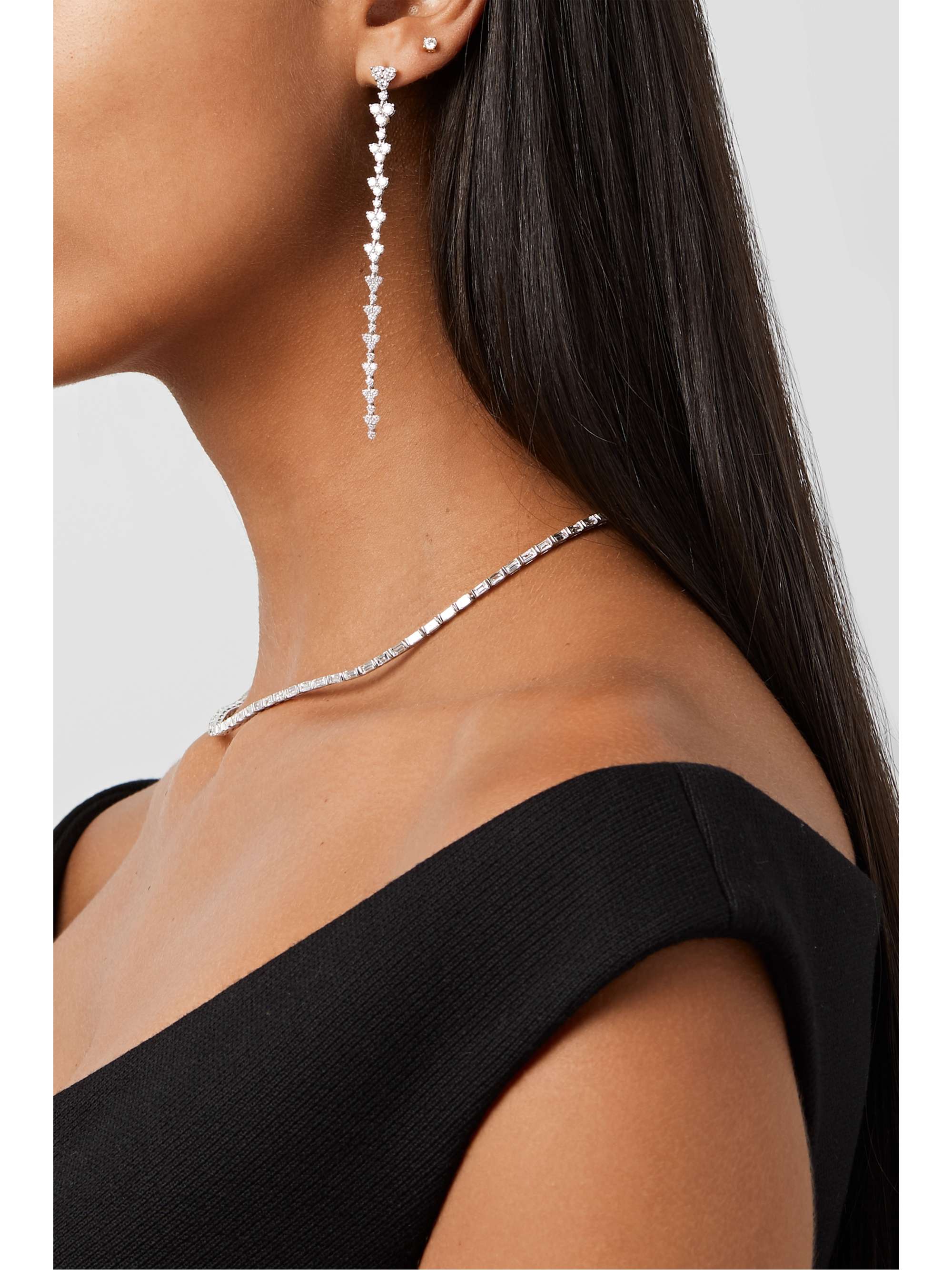ANITA KO Triangle Eternity 18-karat white gold diamond earrings